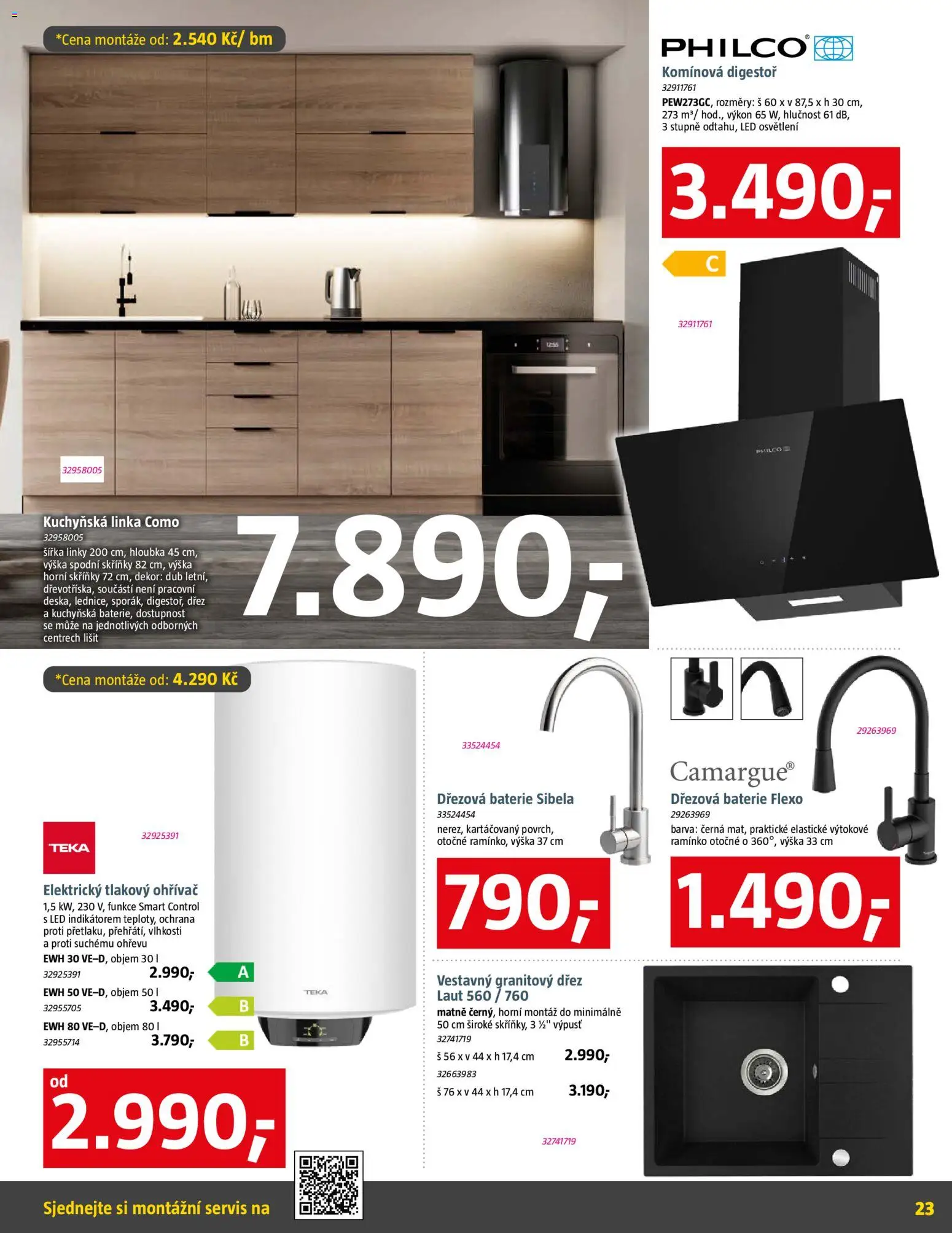 Bauhaus leták od 09.01.2026 | Strana: 23 | Produkty: Dřez, Kuchyňská linka, Baterie, LED