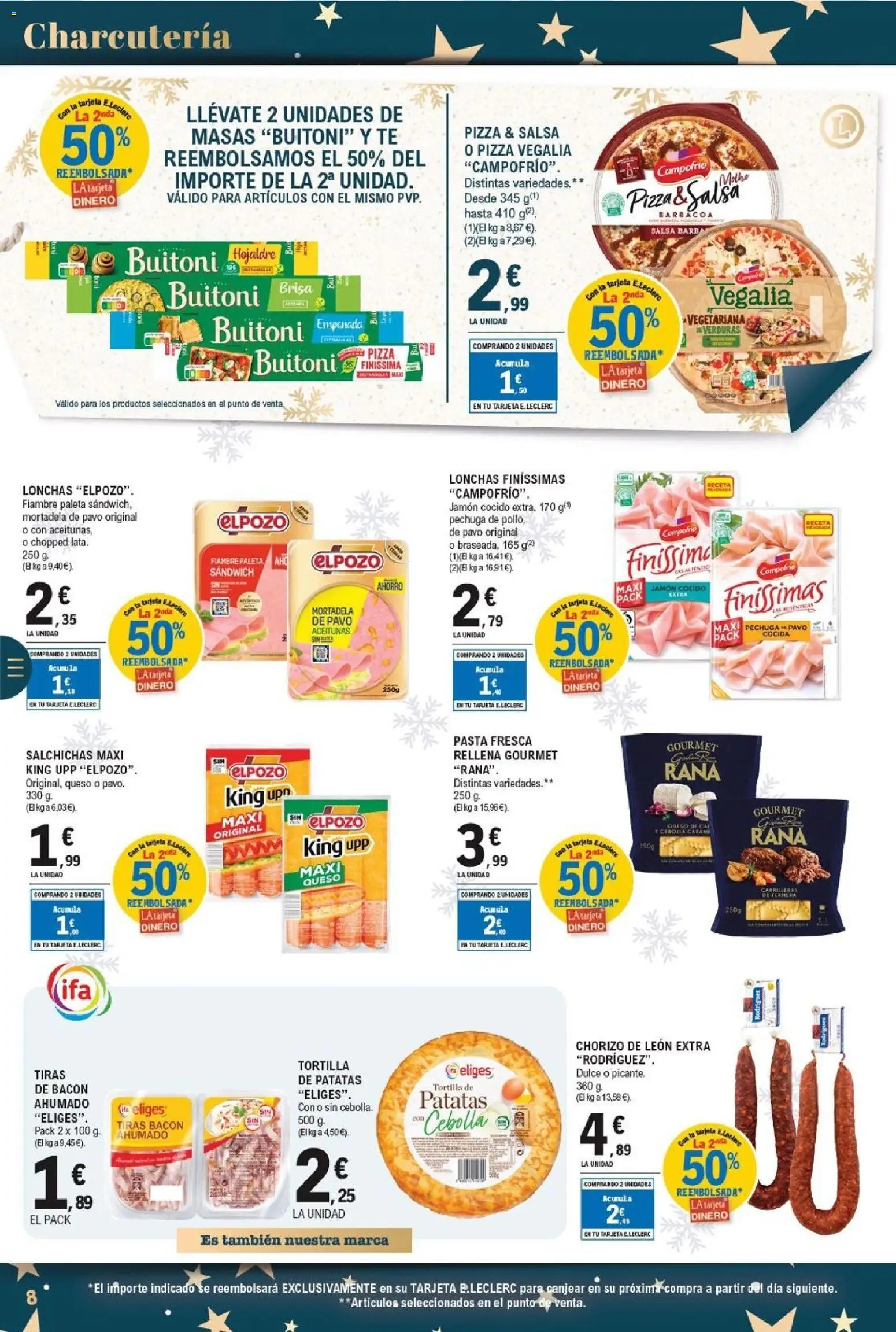 E.Leclerc folleto │ válido desde el 26.12.2025 | Página: 8 | Productos: Jamón cocido, Pasta, Barbacoa, Mortadela