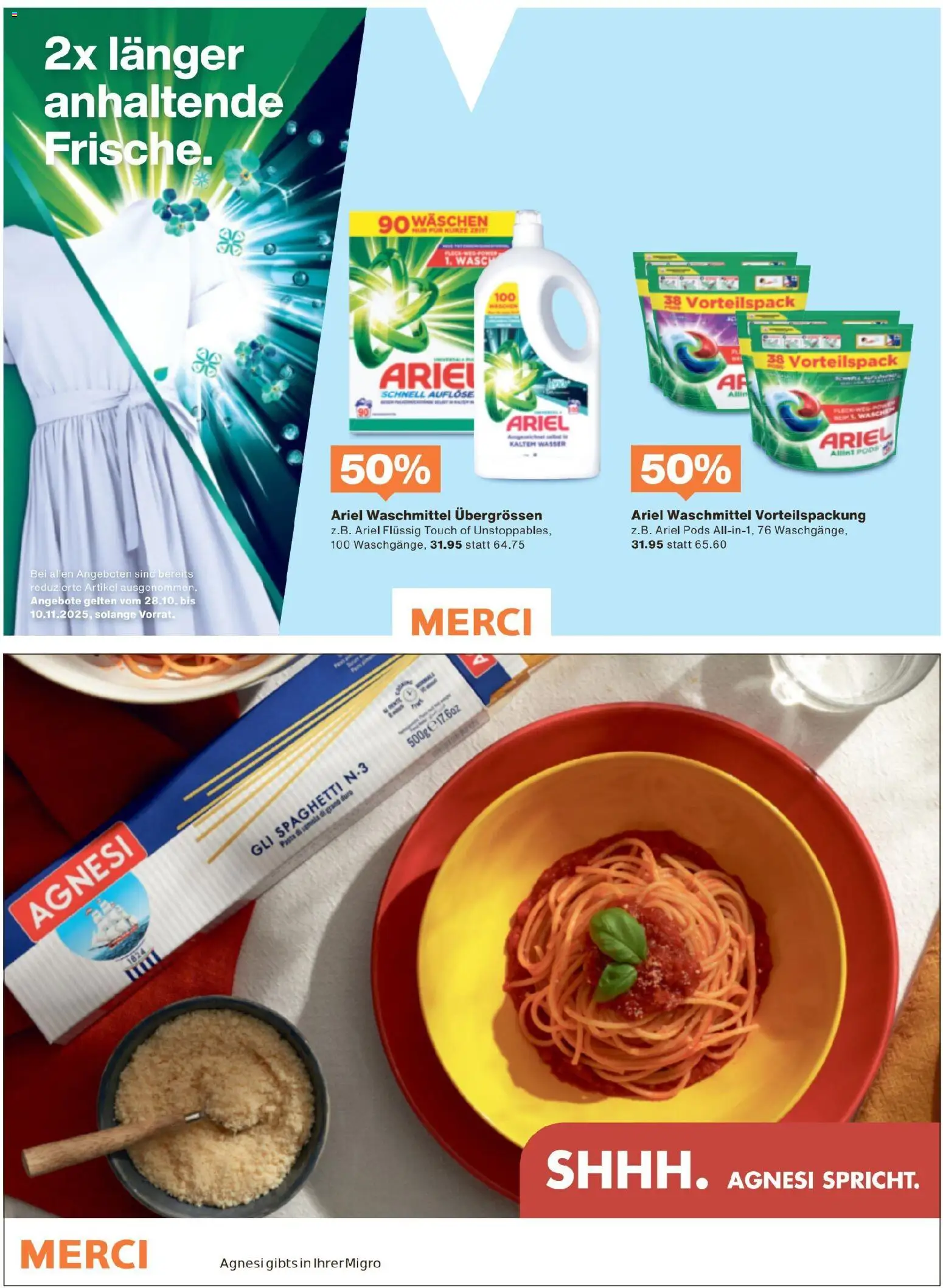 Migros Migros-Magazin-44-2025-d-AA – gültig ab 27.10.2025 | Seite: 64 | Produkte: Waschmittel, Pasta, Wasser