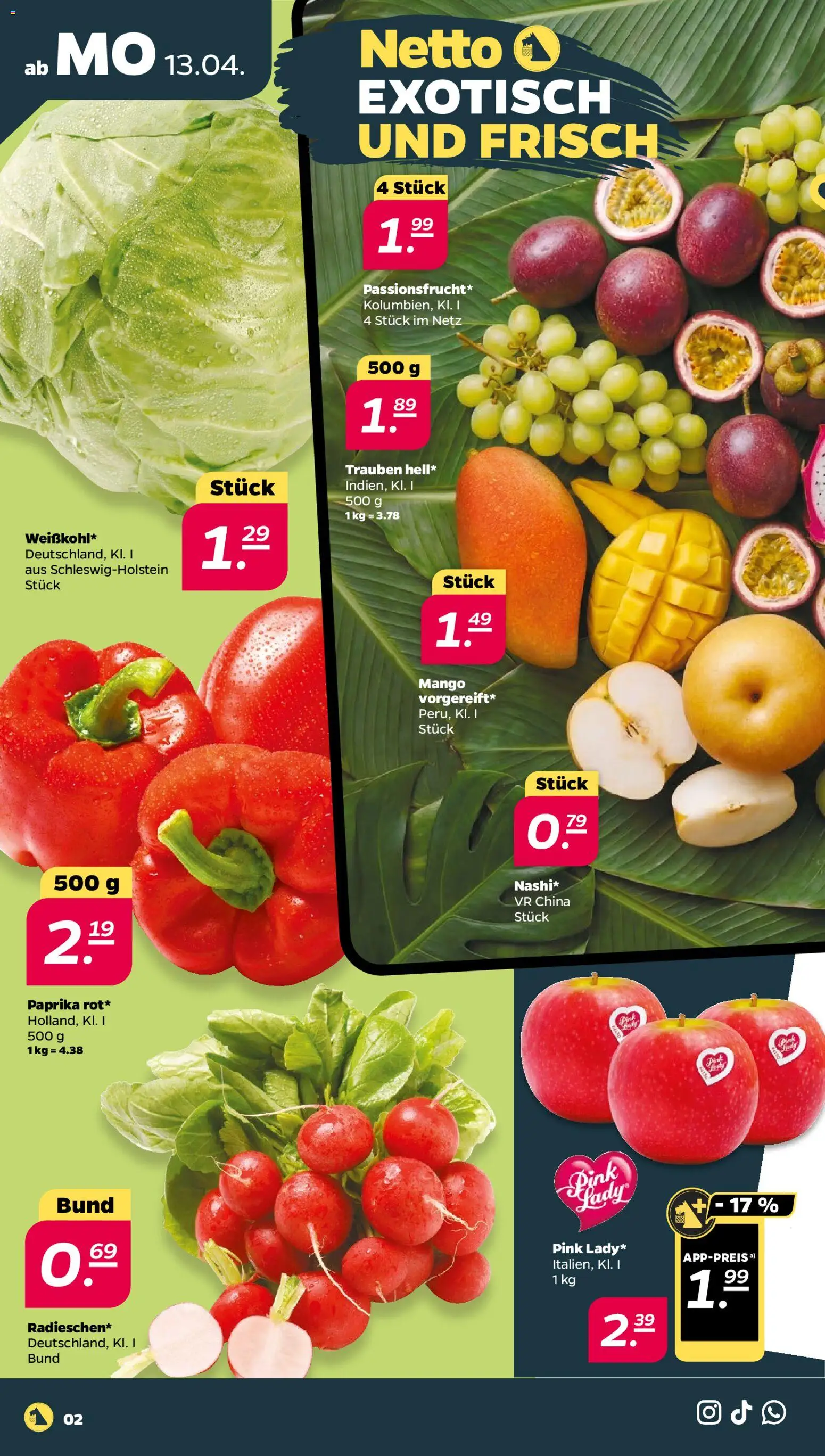 Netto Prospekt 	 – gültig ab 13.04.2026 | Seite: 2 | Produkte: Trauben, Paprika, Mango