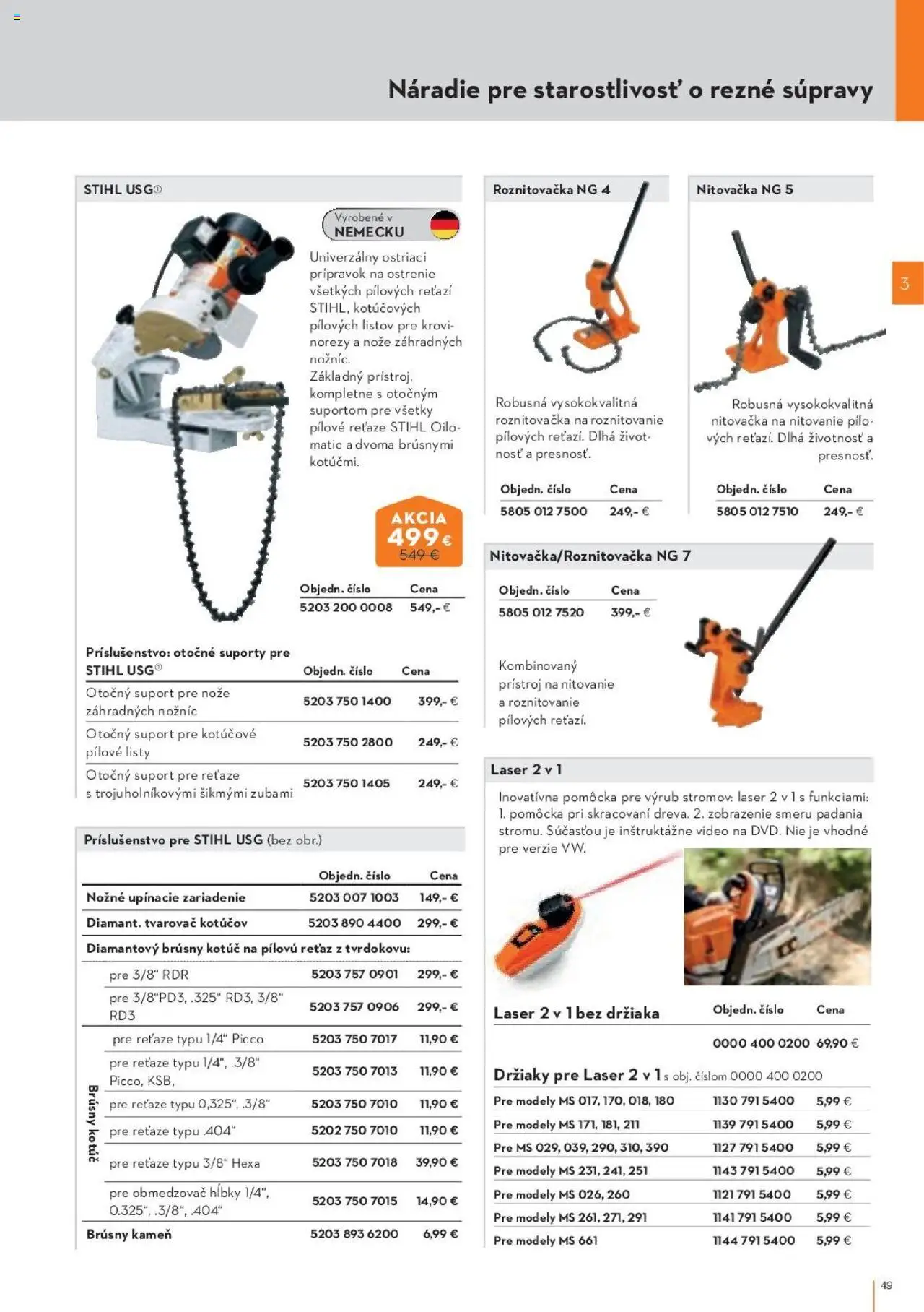 Nové STIHL akcie – leták je platný od 29.09.2025 | Strana: 49 | Produkty: Laser, Náradie, Video