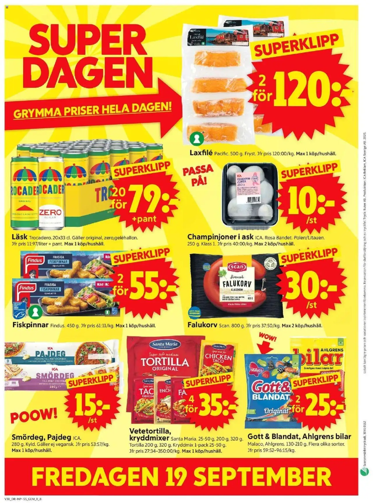 ICA Supermarket reklamblad aktuell från 15.09.2025 | Sida: 10 | Produkter: Tortilla, Galler, Falukorv, Champinjoner