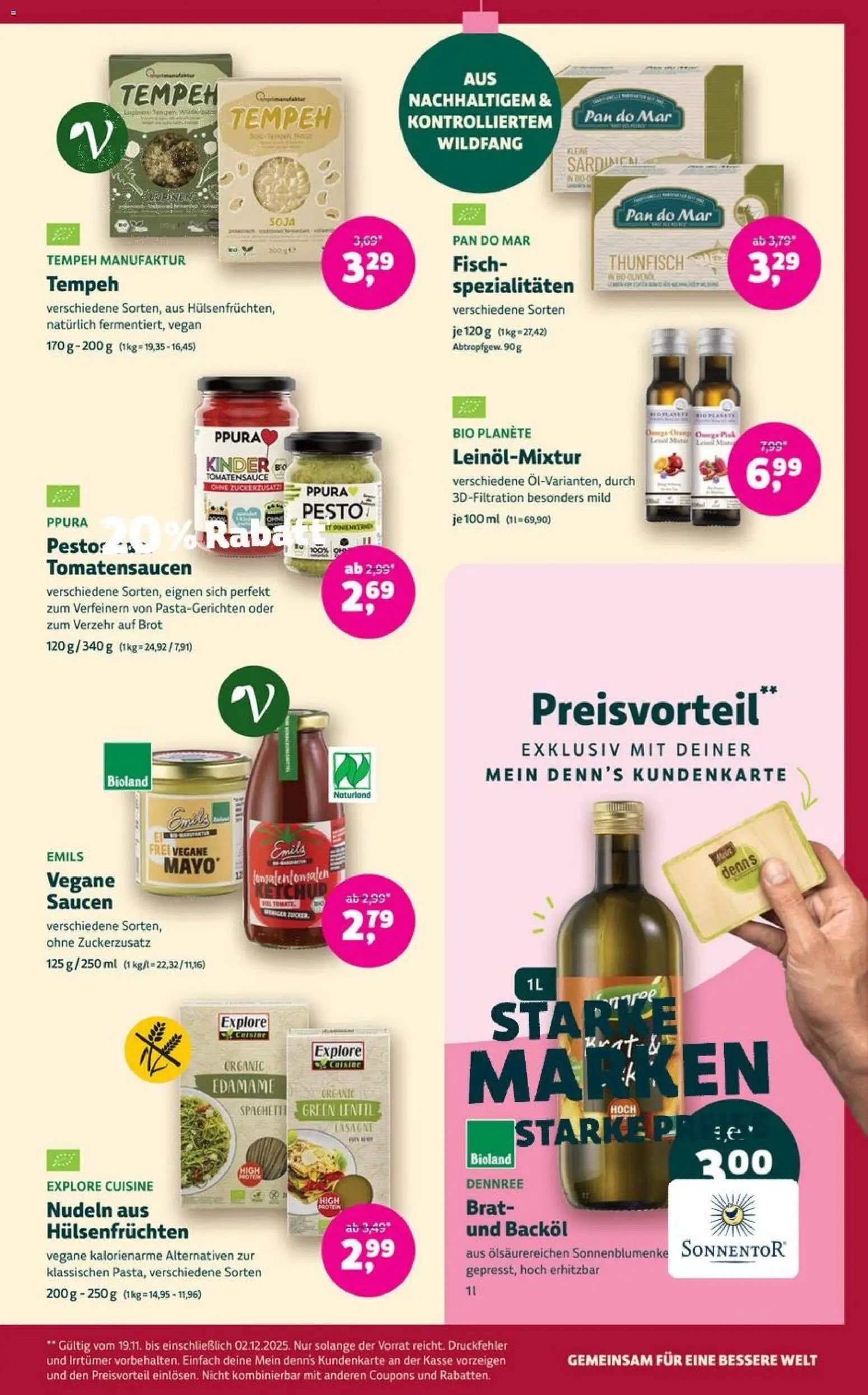 Denns BioMarkt Angebote – gültig ab 19.11.2025 | Seite: 11 | Produkte: Thunfisch, Fisch, Brot, Nudeln