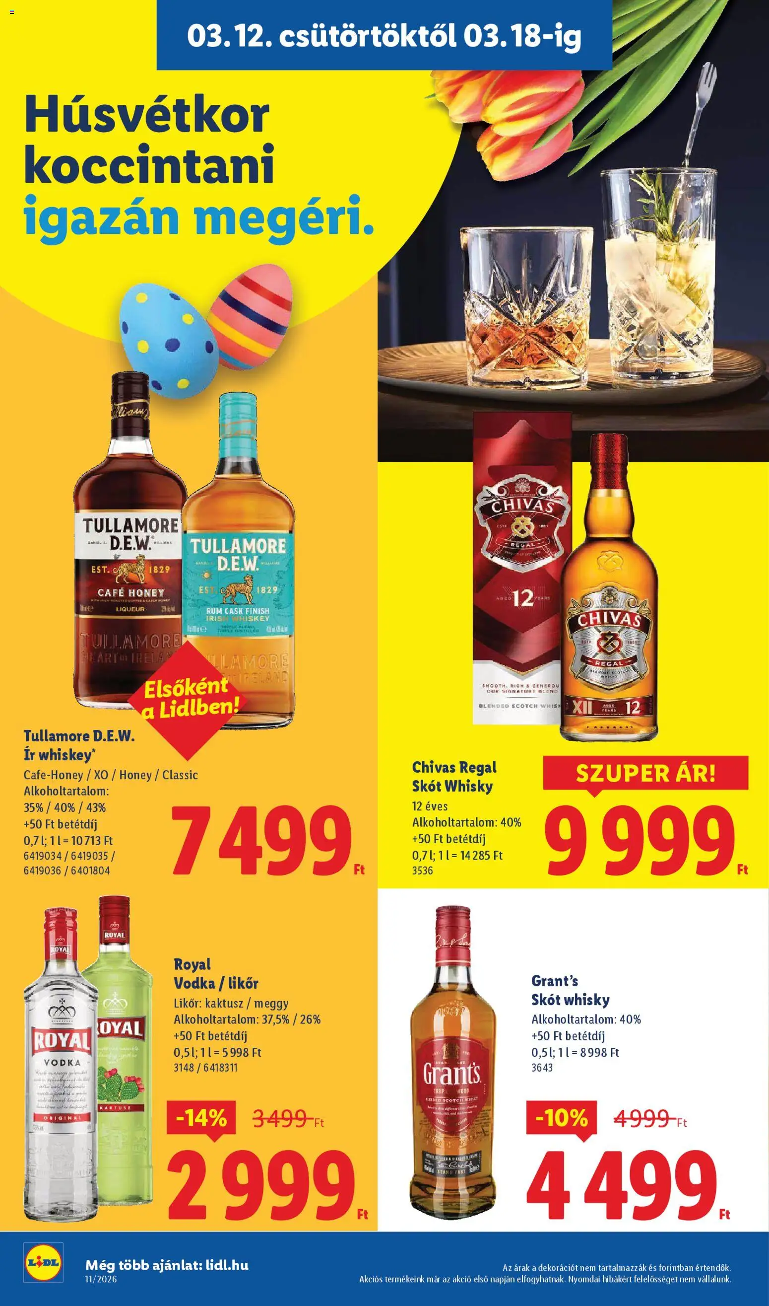 Lidl akciós ujság - amely érvényes a következő dátumtól: 12.03.2026 | Oldal: 24 | Termékek: Whiskey, Irish whiskey, Rum, Likőr