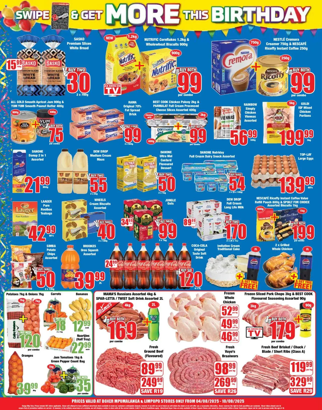 Boxer - Limpopo, Mpumalanga - Weekly Specials │ valid from 04.08.2025 | Page: 2 | Products: Milk, Chicken, Oranges, Fat spread