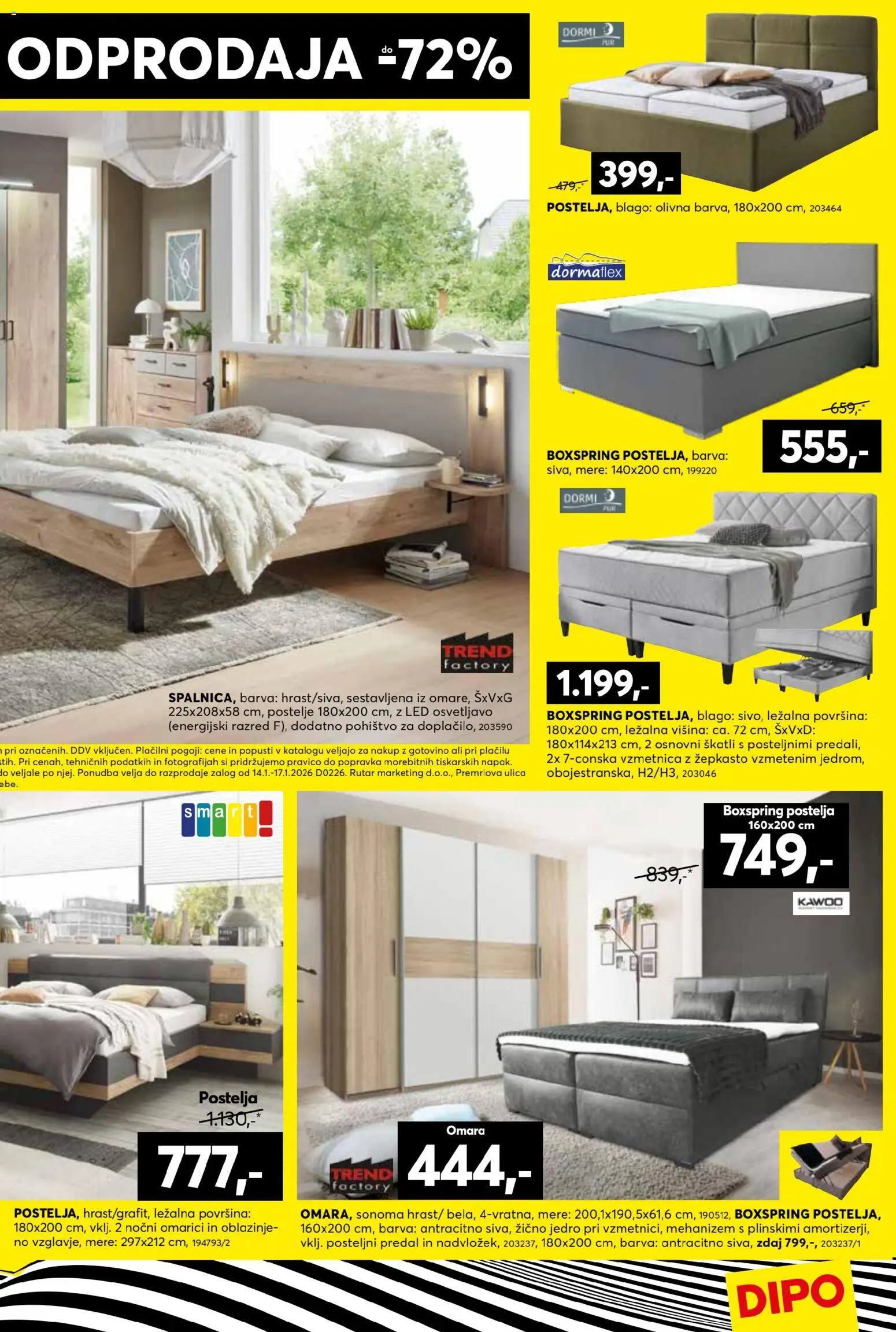Novi Dipo katalog ponudbe – veljaven od 14.01.2026 | Stran: 13 | Izdelki: Pohištvo, Vzmetnica, Omara, Barva