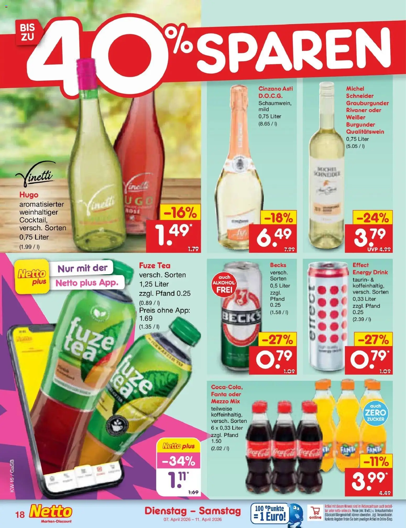 Netto Marken-Discount Prospekt Bremen-Lesum	 – gültig ab 05.04.2026 | Seite: 20 | Produkte: Fuze tea, Mezzo mix, Fanta, Zucker