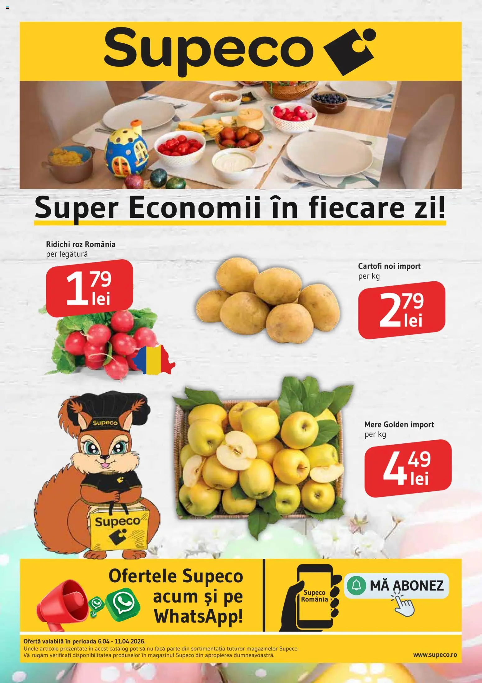 Noul catalog Supeco – valabil de la 06.04.2026 | Pagină: 1 | Produse: Mere, Sıcak çikolata, Cartofi