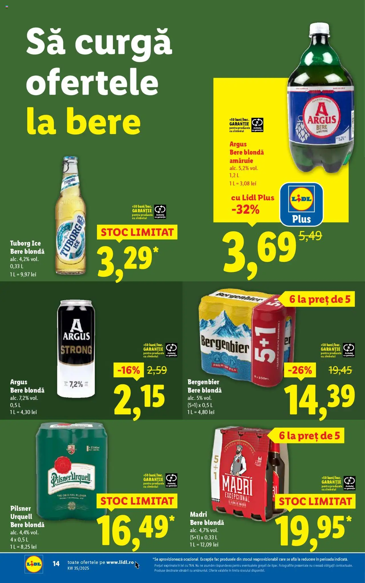Catalog Lidl – valabil de la 25.08.2025 | Pagină: 14 | Produse: Bere, Plastik Kulübe
