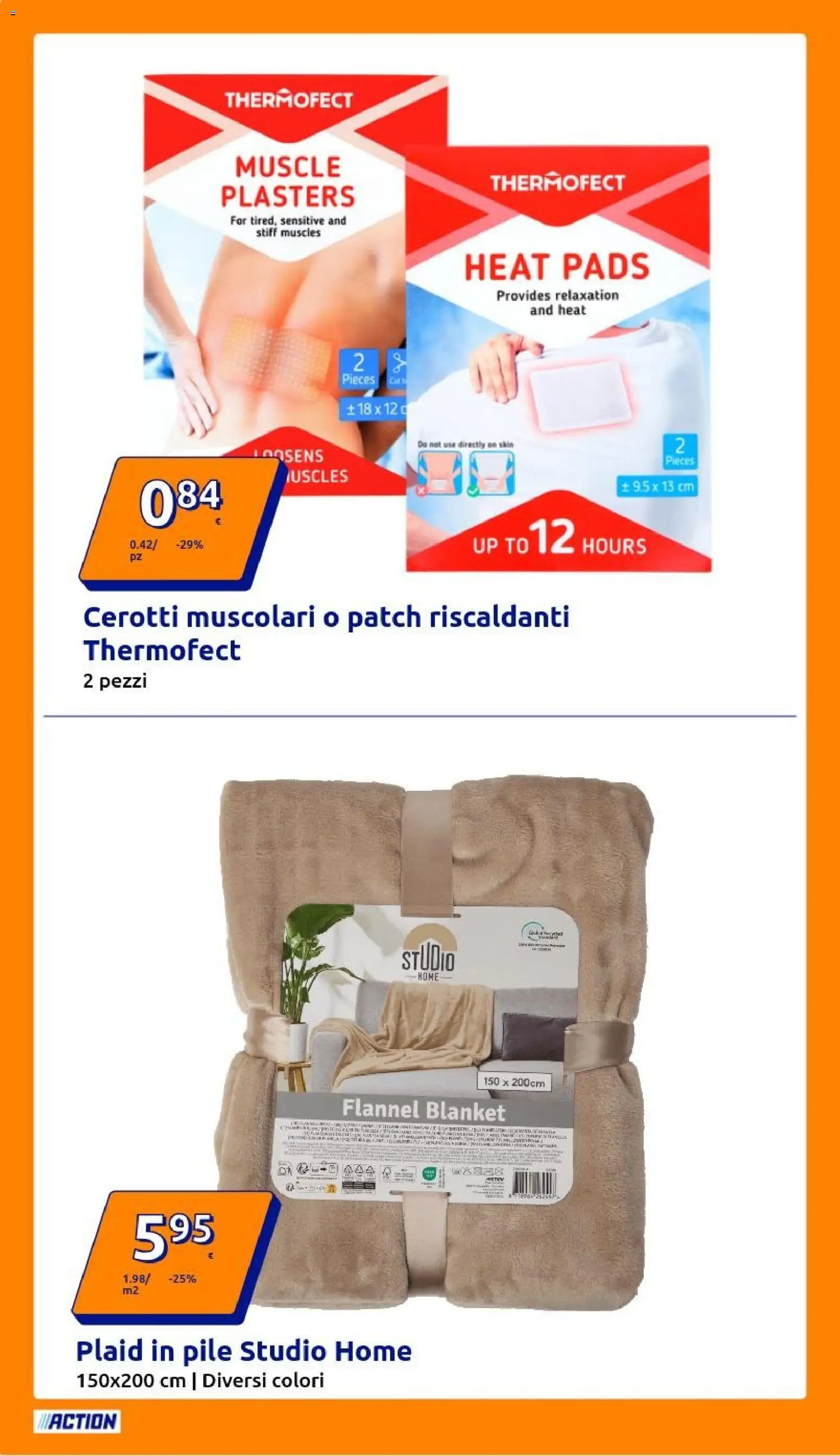Volantino Action del 18.02.2026 | Pagina: 2 | Prodotti: Pile, Plaid, Cerotti