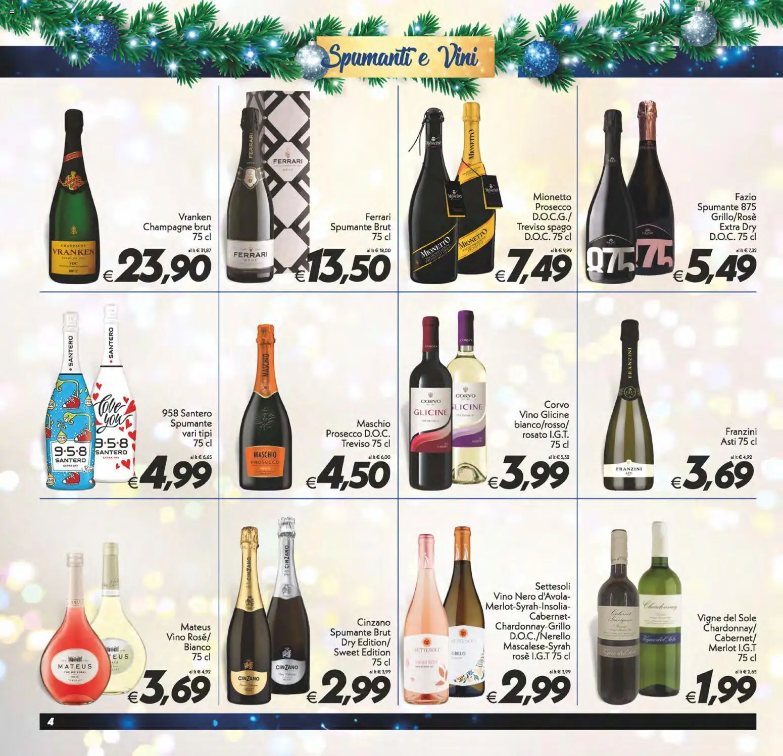 Volantino SuperConveniente del 27.12.2025 | Pagina: 4 | Prodotti: Prosecco, Vino, Spumante, Champagne