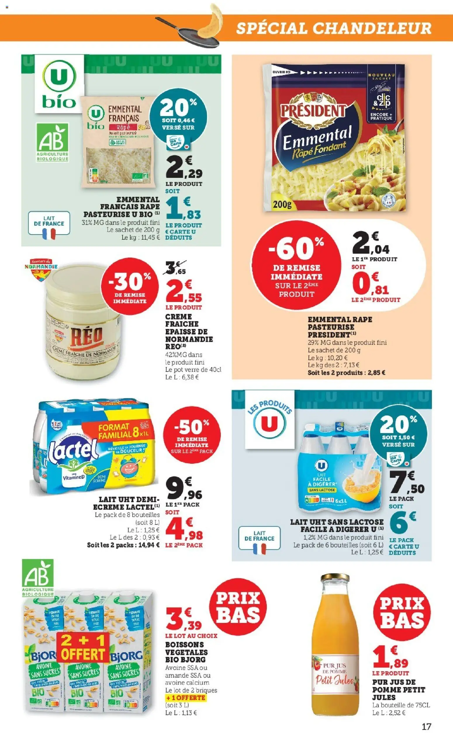 {H1} | Page: 17 | Produits: Amande, Emmental, Briques, Jus