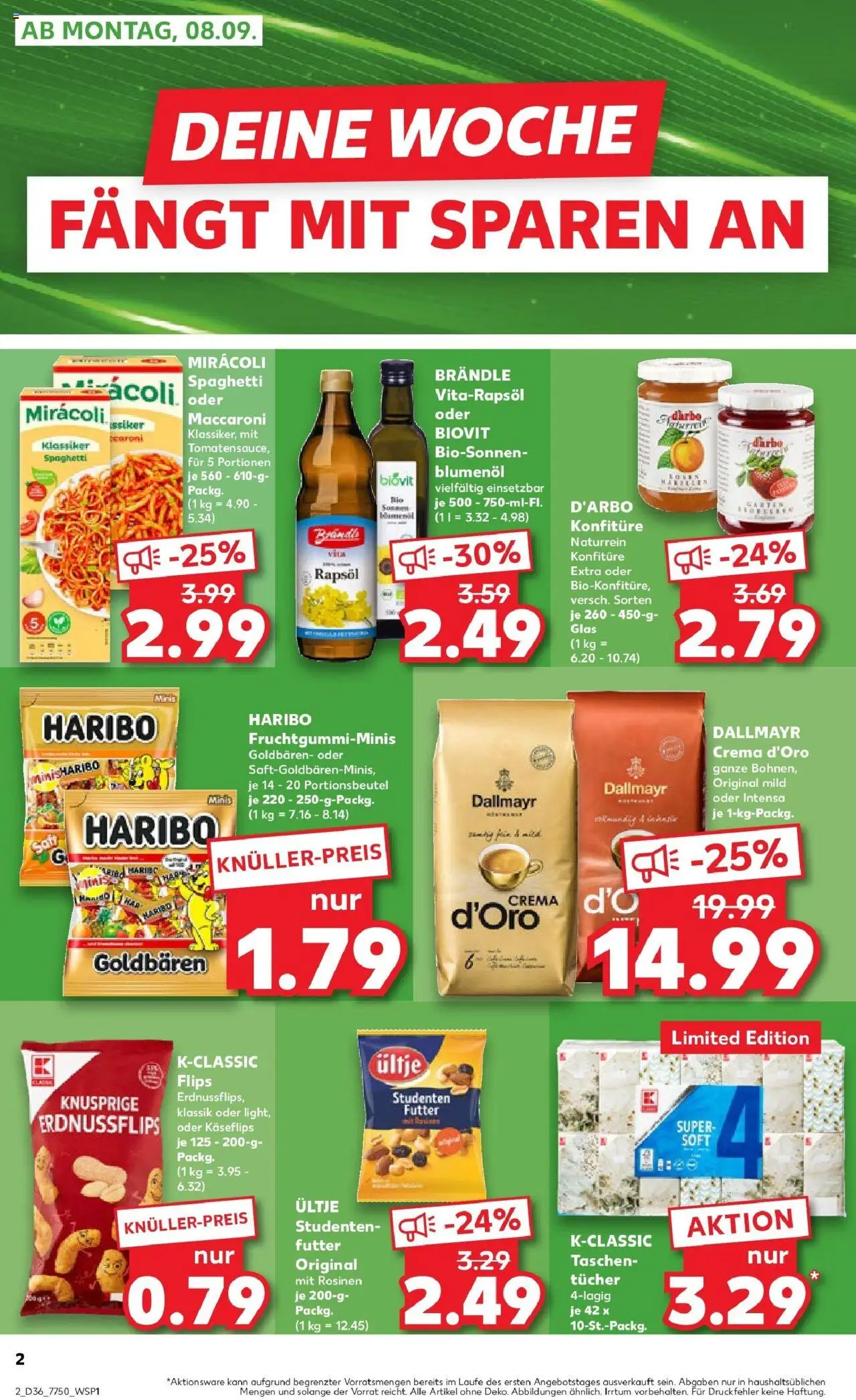 Kaufland prospekt Ingelheim Am Rhein	 – gültig ab 07.09.2025 | Seite: 2 | Produkte: Haribo, Rapsöl, Rosinen, Dallmayr