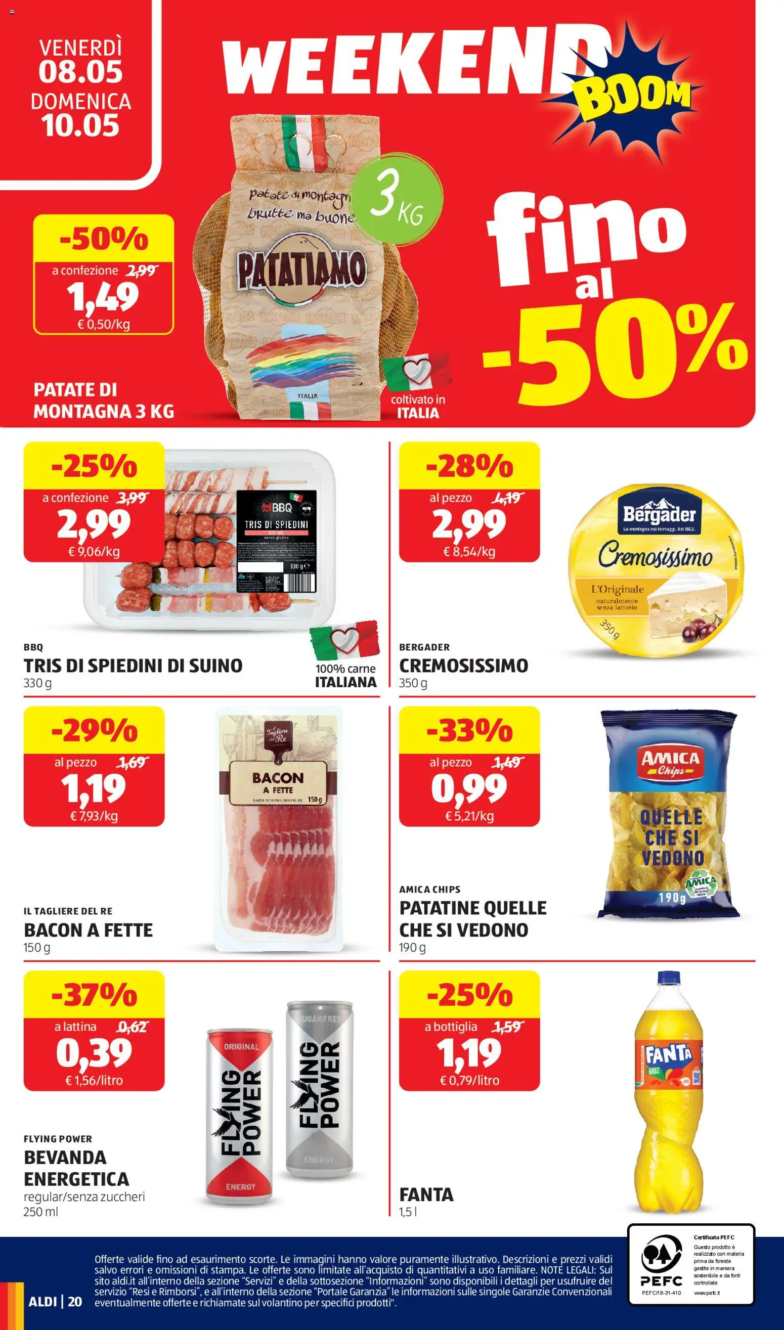 Volantino Aldi del 04.05.2026 | Pagina: 20 | Prodotti: Patatine, Patate, Suino, Spiedini