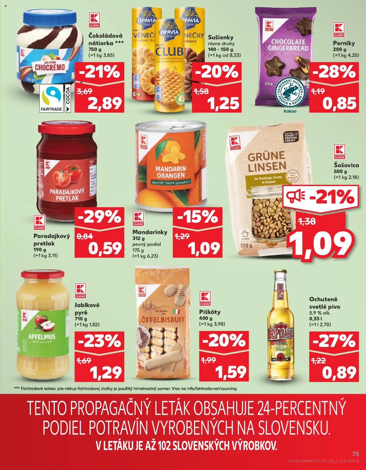 Nové Kaufland akcie – leták je platný od 22.01.2026 | Strana: 75 | Produkty: Protein, Šošovica, Mandarinky, Kakao