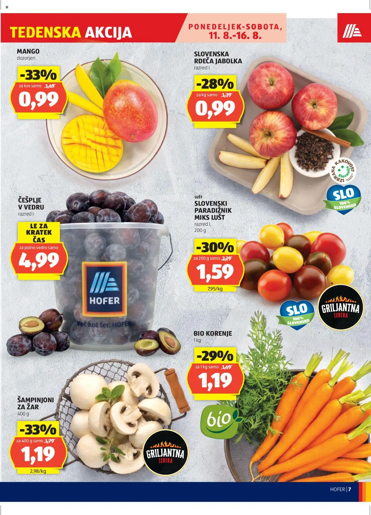 Hofer SI katalog | vrijedi od 07.08.2025 | Stranica: 7 | Proizvodi: Šampinjoni, Mango