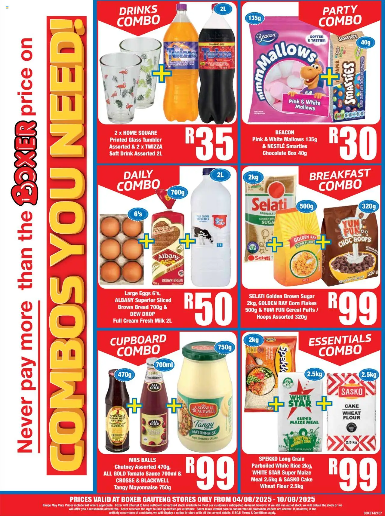 Boxer - Gauteng - Weekly Specials │ valid from 04.08.2025 | Page: 4 | Products: Box, Rice, Cream, Stock