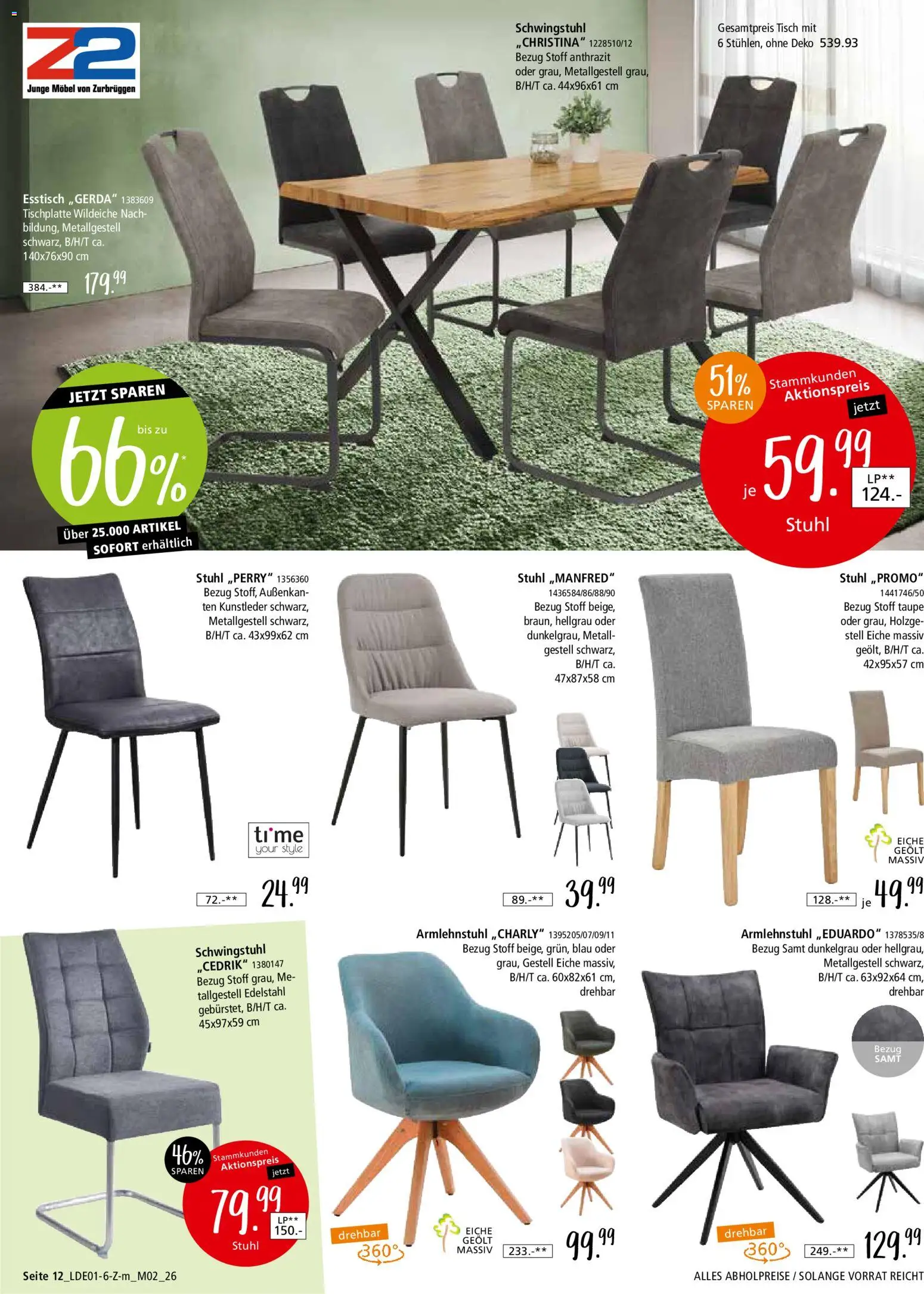 Zurbrüggen Z2 unschlagbar günstig – gültig ab 27.01.2026 | Seite: 16 | Produkte: Esstisch, Tisch, Stuhl