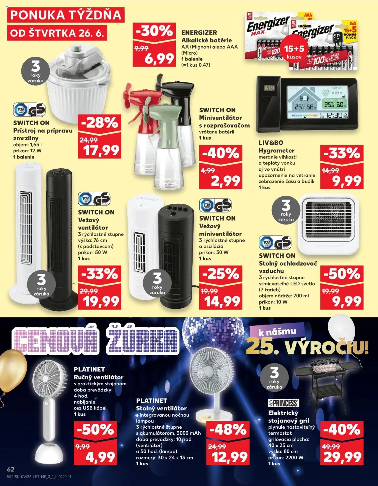 Nové Kaufland akcie – leták je platný od 26.06.2025 | Strana: 62 | Produkty: Gril, Lampa, Svetlo, Ochladzovač vzduchu