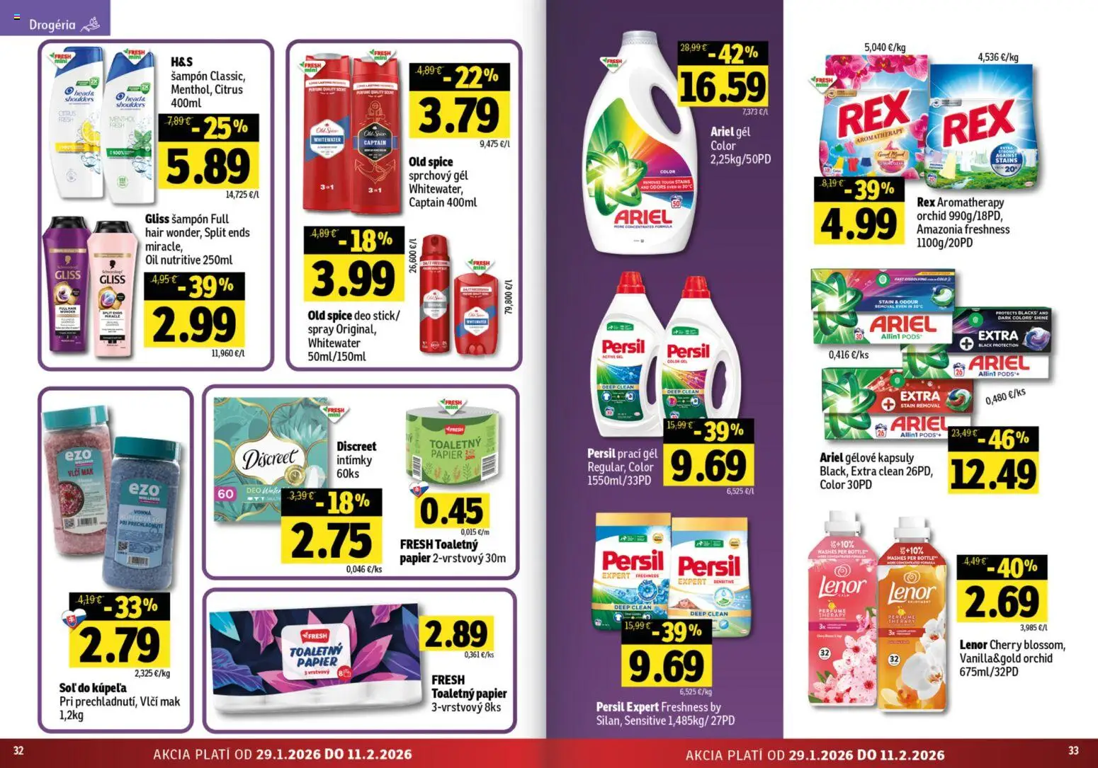 Nové Fresh akcie – leták je platný od 29.01.2026 | Strana: 17 | Produkty: Old Spice, Šampón, Toaletný papier, Mak
