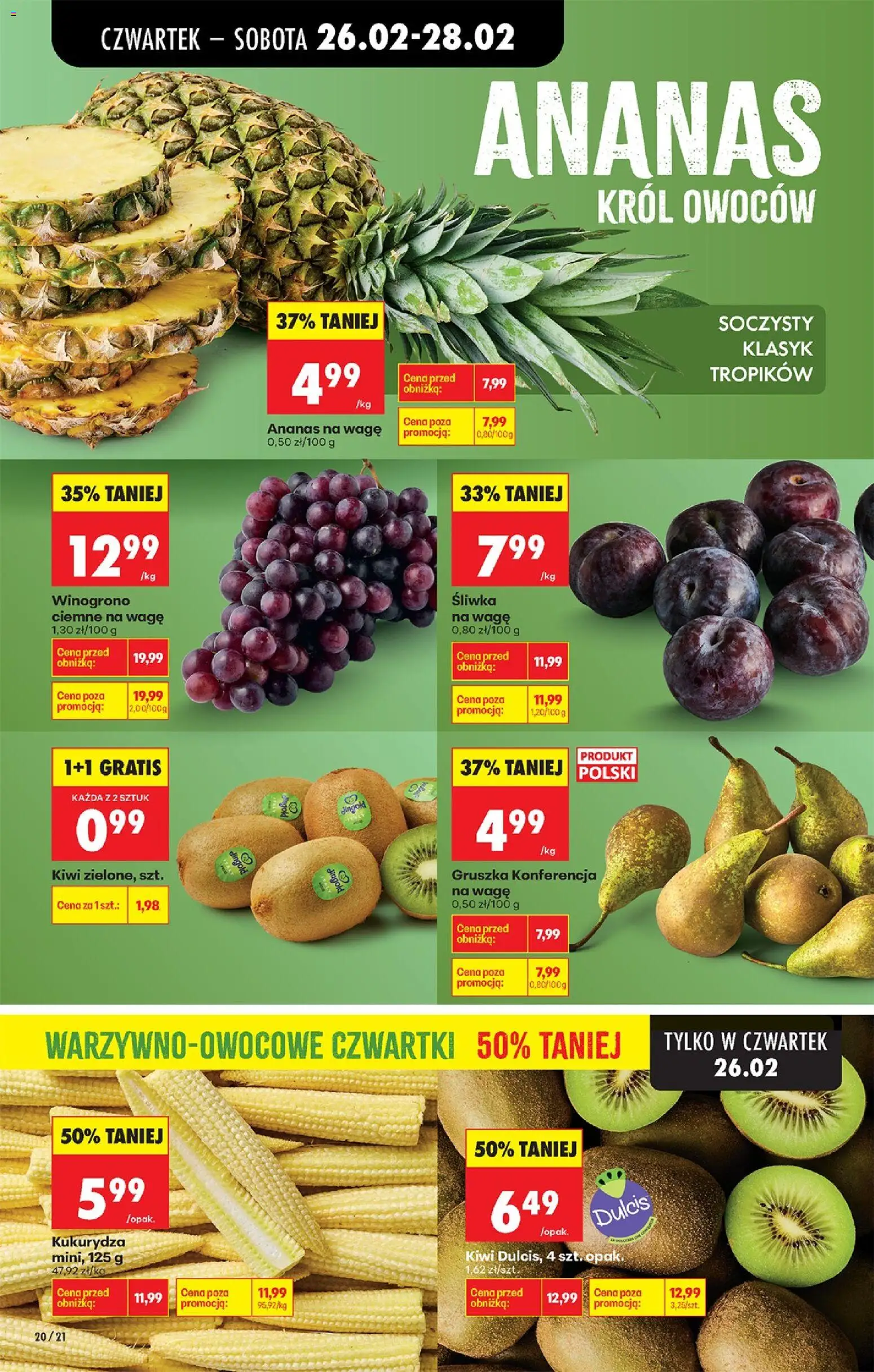 Biedronka gazetka - Oferta w tym tygodniu od 26.02.2026 | Strona: 22 | Produkty: Winogrono, Kukurydza, Ananas, Kiwi