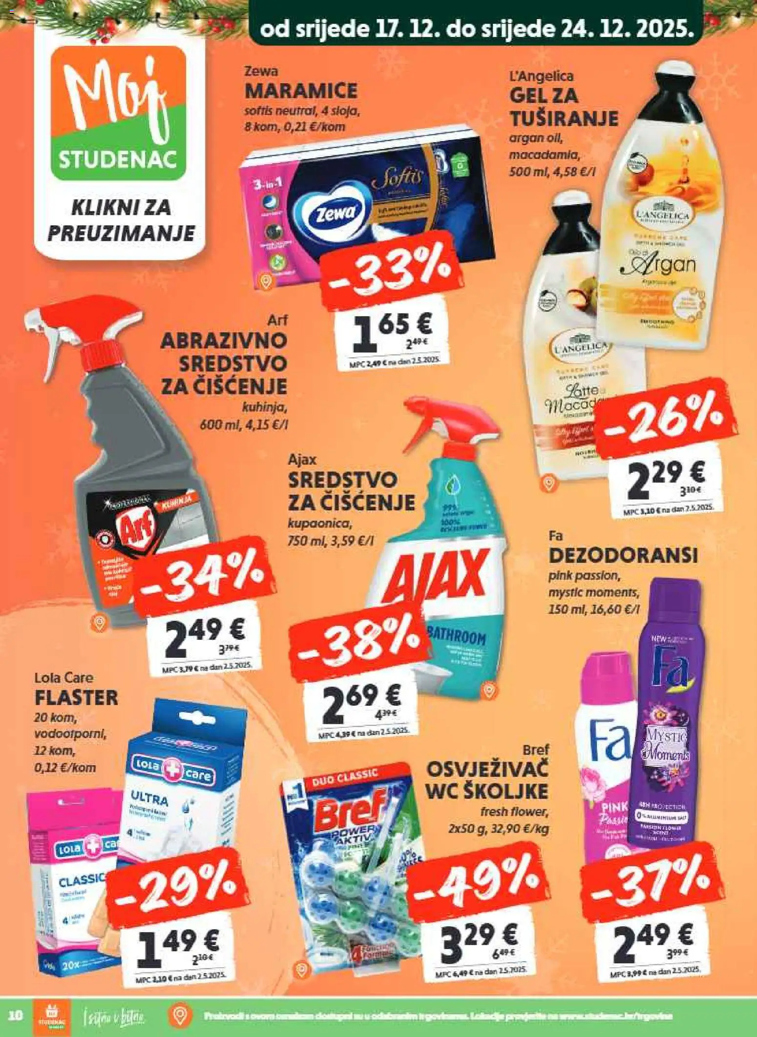 Studenac katalog | vrijedi od 17.12.2025 | Stranica: 10 | Proizvodi: Zewa, Ajax, L'Angelica