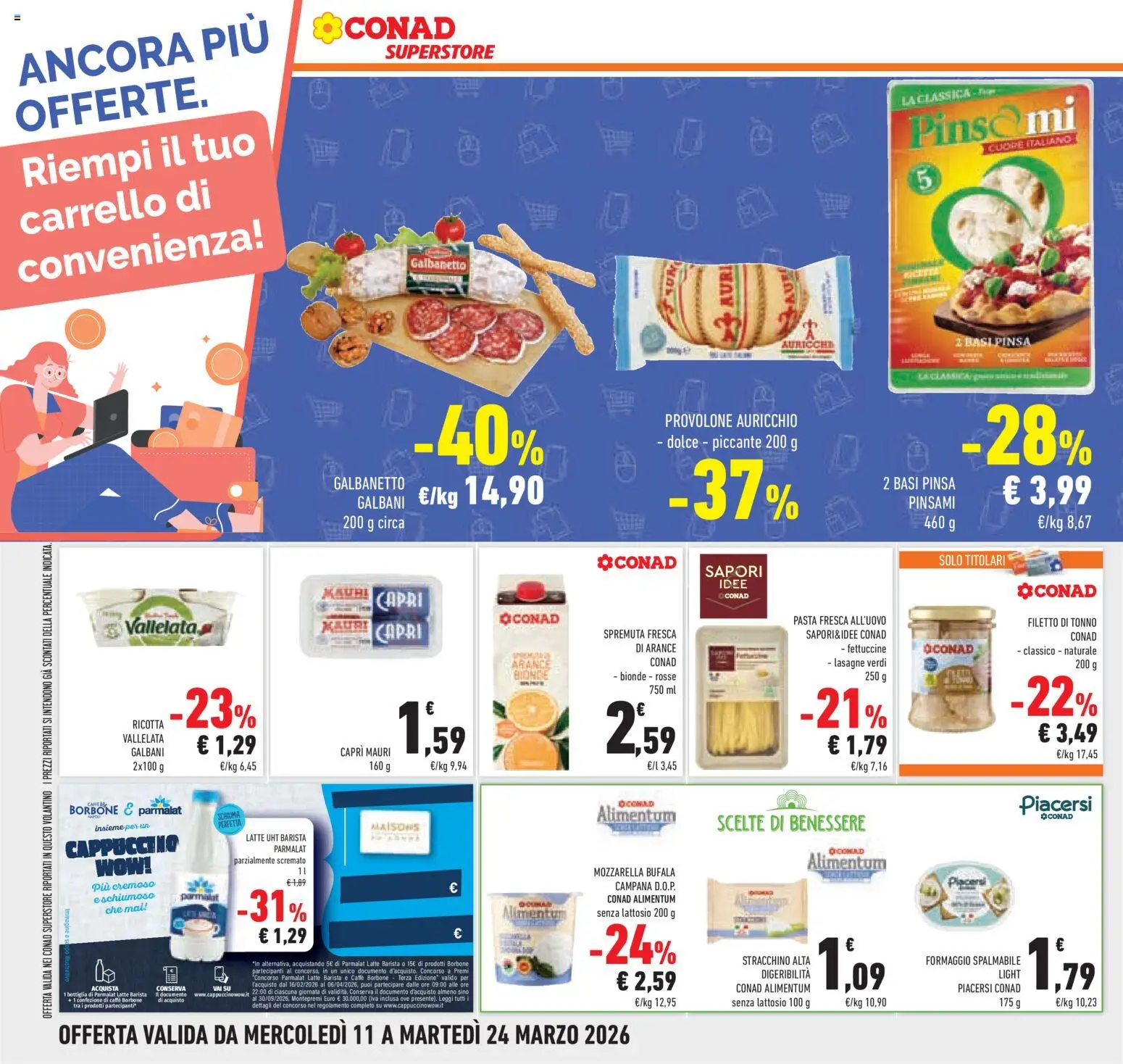 Volantino Conad del 11.03.2026 | Pagina: 34 | Prodotti: Mozzarella, Formaggio, Tonno, Stracchino