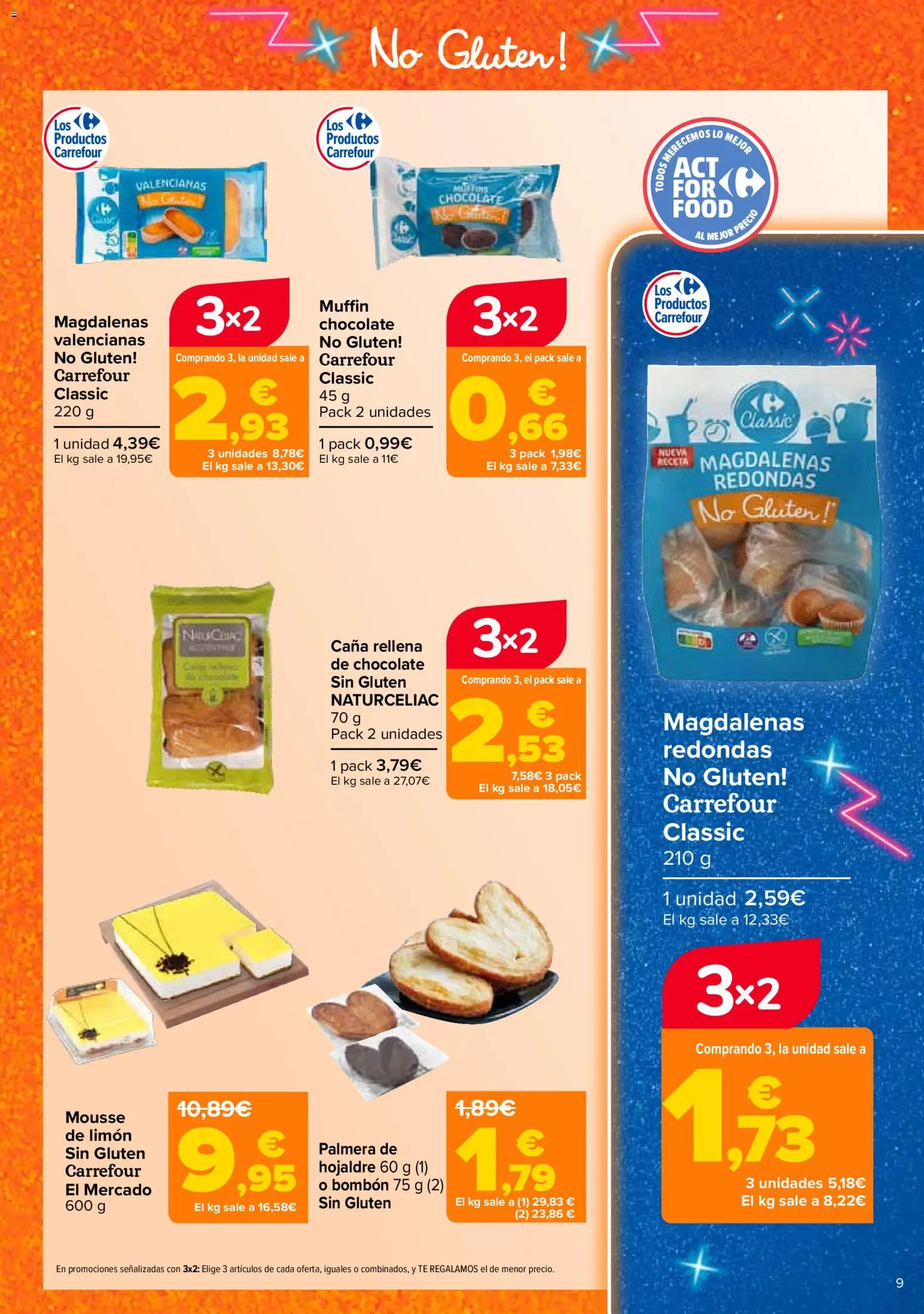 Carrefour Sin Gluten │ válido desde el 07.04.2026 | Página: 9 | Productos: Mousse, Chocolate, Té, Magdalenas