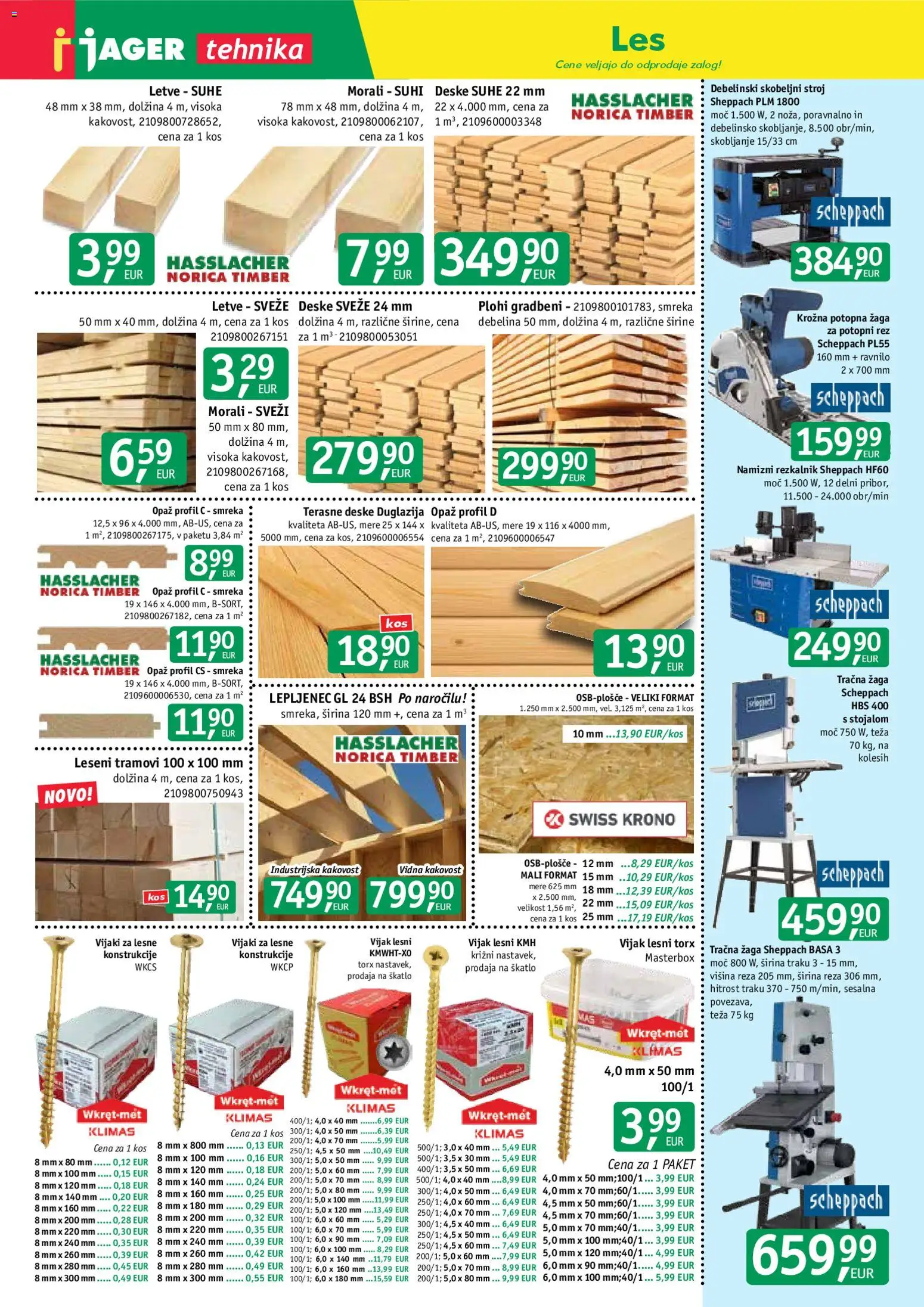 Novi Jager katalog ponudbe – veljaven od 19.11.2025 | Stran: 7 | Izdelki: Teza, Kos, Terasne deske