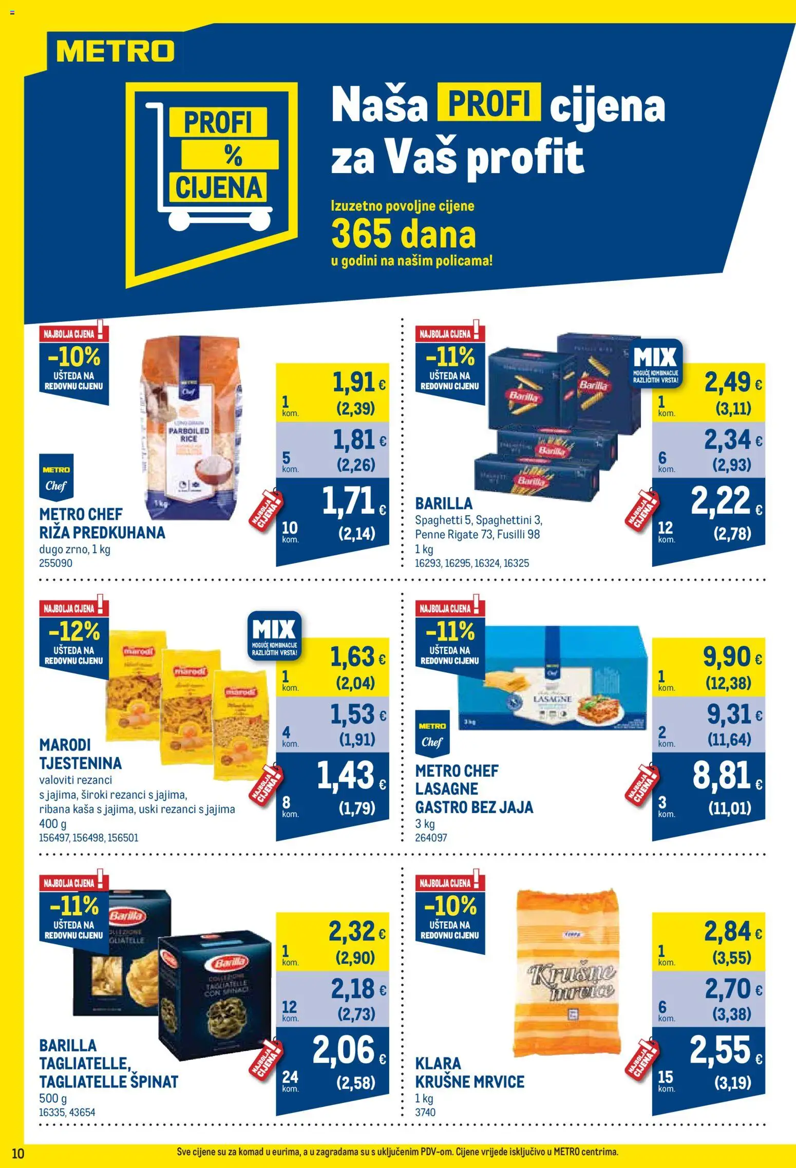Metro katalog | vrijedi od 02.01.2026 | Stranica: 10 | Proizvodi: Špinat, Rezanci, Tjestenina, Barilla