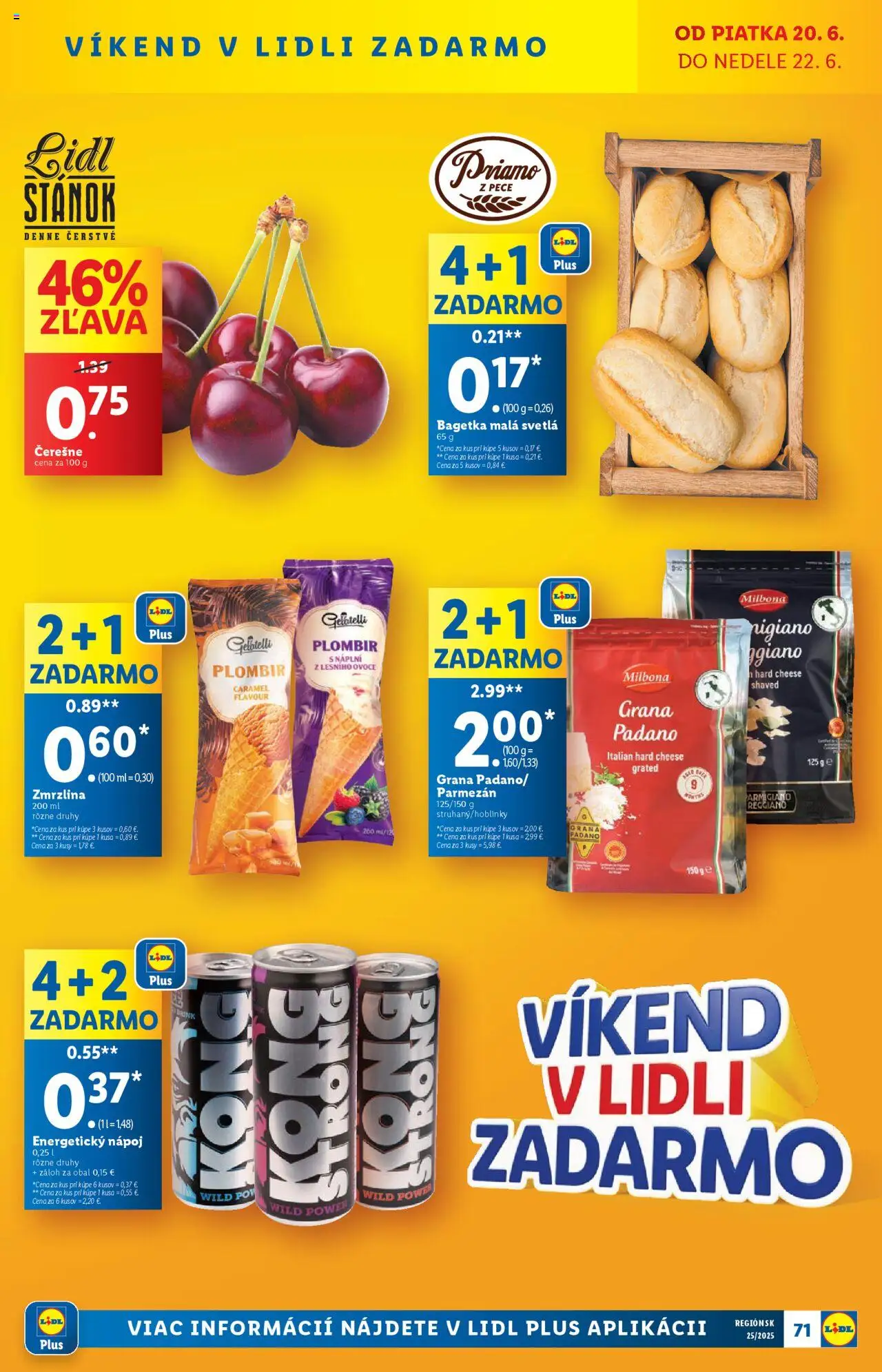 Lidl leták │ platný od 16.06.2025 | Strana: 95 | Produkty: Parmezán, Zmrzlina, Čerešne, Svetlá