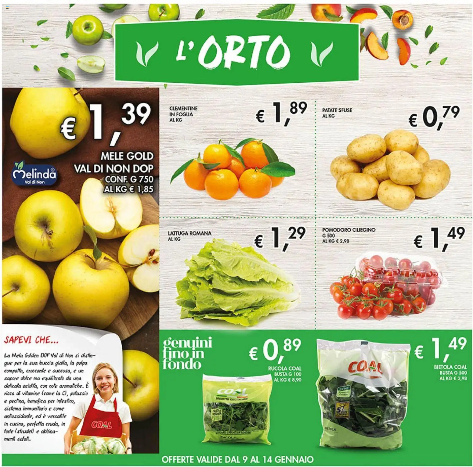 Volantino Coal del 09.01.2026 | Pagina: 10 | Prodotti: Rucola, Patate, Pomodoro, Lattuga
