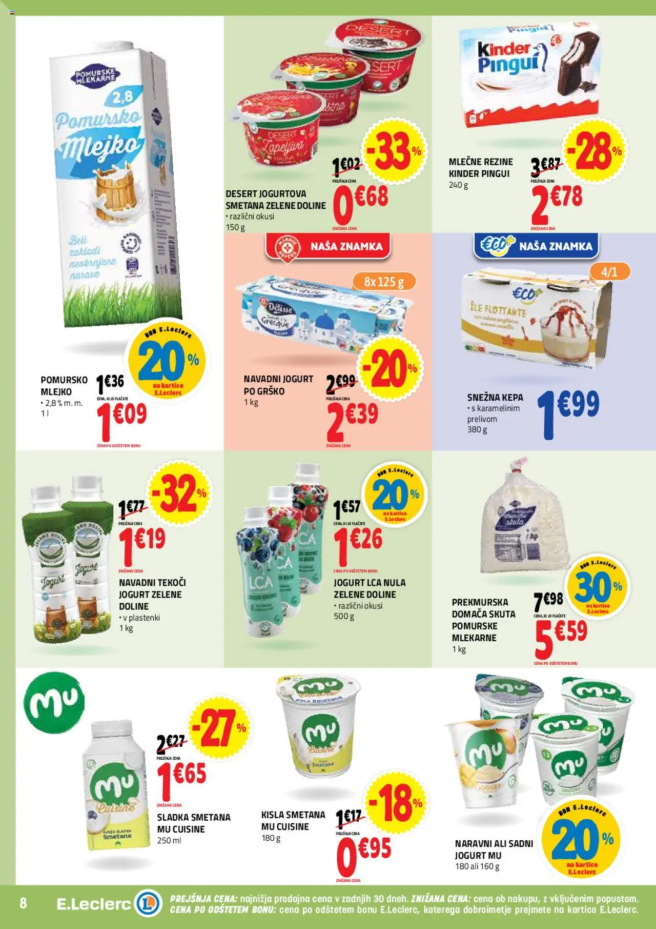 E.leclerc katalog │ velja od 30.07.2025 | Stran: 8 | Izdelki: Jogurt, Kisla smetana, Smetana, Skuta