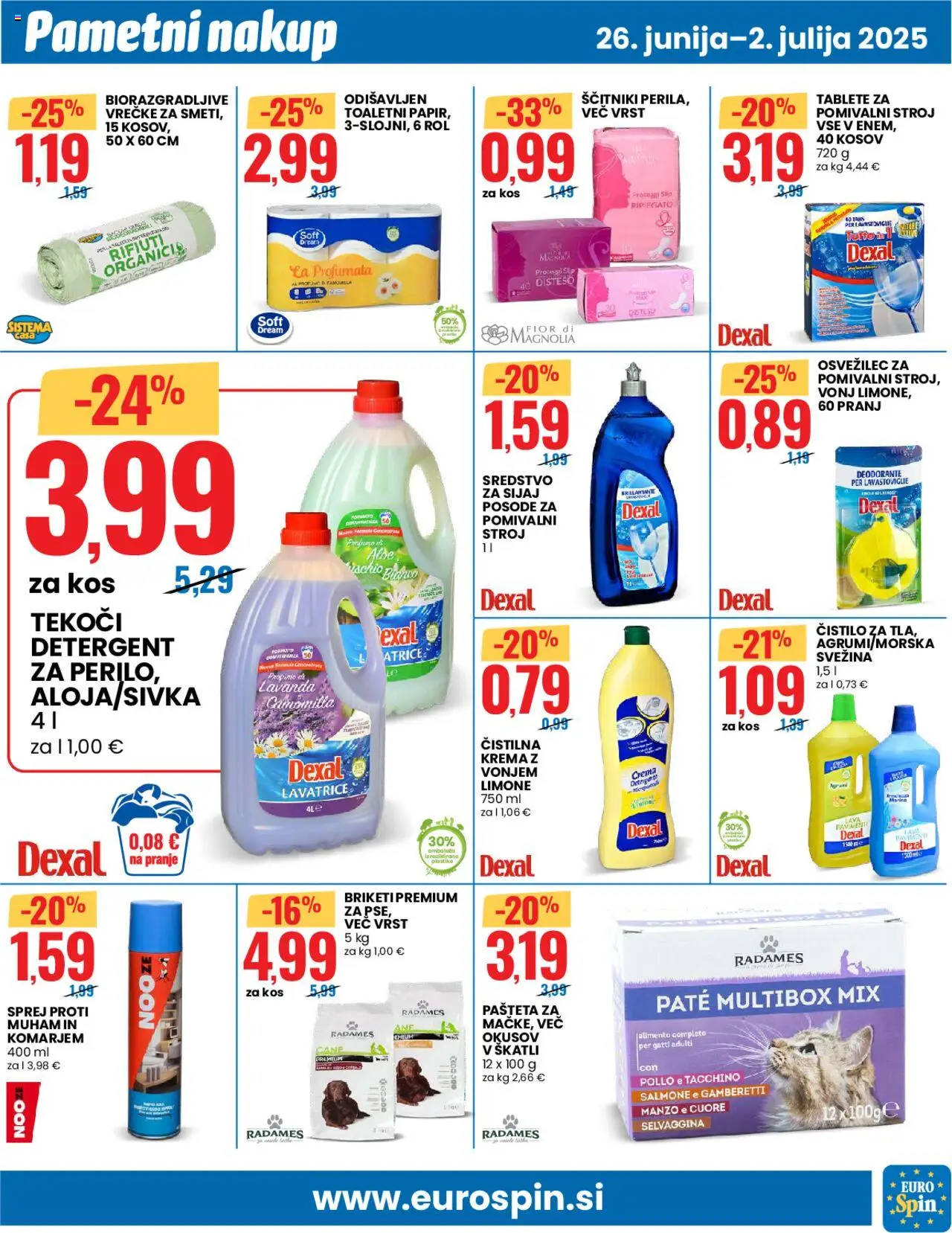 Eurospin - Ljubljana │ velja od 26.06.2025 | Stran: 11 | Izdelki: Kos, Krema, Detergent, Ščitniki