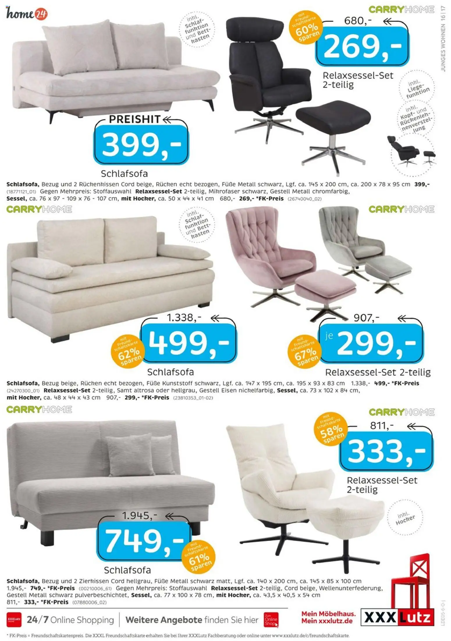 XXXLutz Junges Wohnen – gültig ab 25.04.2026 | Seite: 17 | Produkte: Schlafsofa, Hocker, Bett, Liege