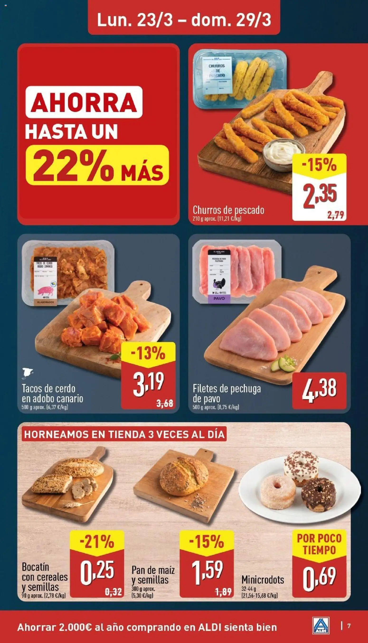 Aldi folleto Canarias │ válido desde el 23.03.2026 | Página: 7 | Productos: Pan, Cerdo, Pescado, Cereales