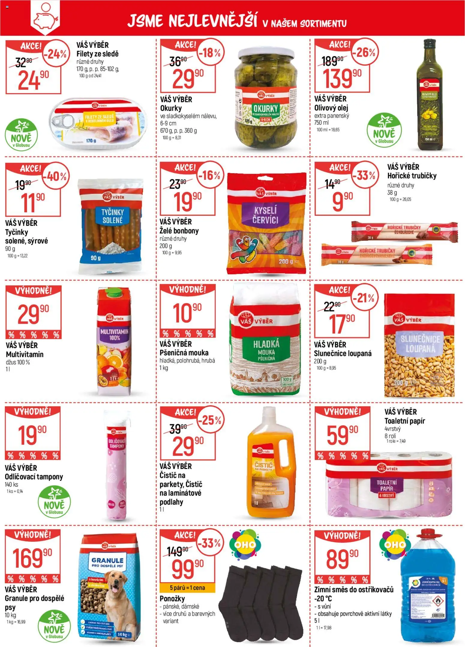 Globus leták od 04.02.2026 | Strana: 4 | Produkty: Ponožky, Džus, Granule, Tyčinky