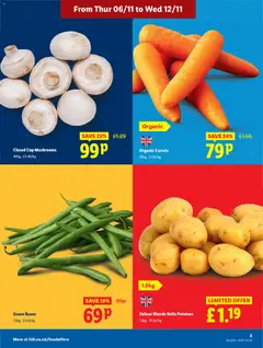 Preview of Lidl - Lidl Weekly valid from 06.11.2025 | Page: 3 | Products: Green beans, Mushrooms, Potatoes