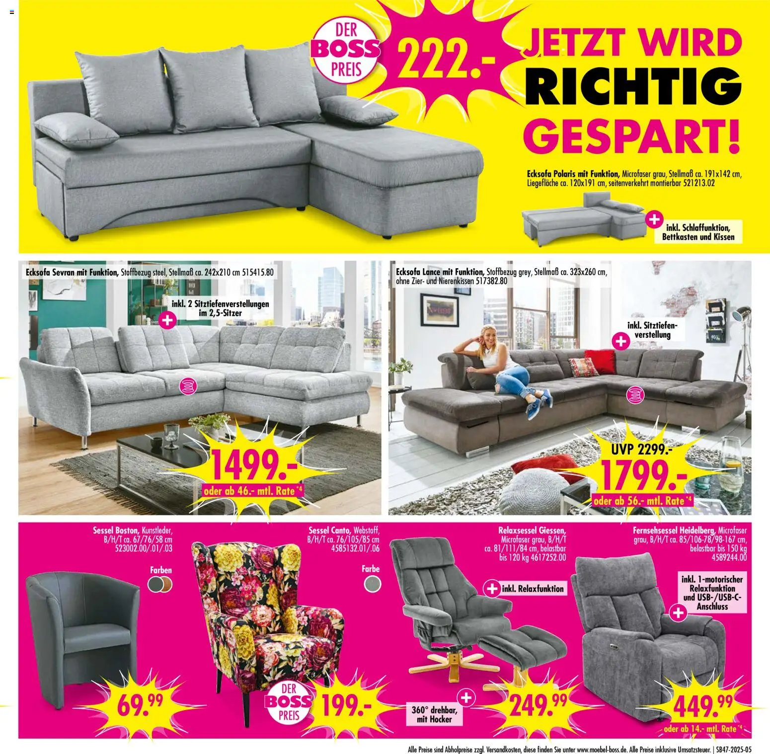 SB Möbel Boss Prospekt 	 – gültig ab 15.11.2025 | Seite: 5 | Produkte: Hocker, Relaxsessel, Fernsehsessel, Sessel