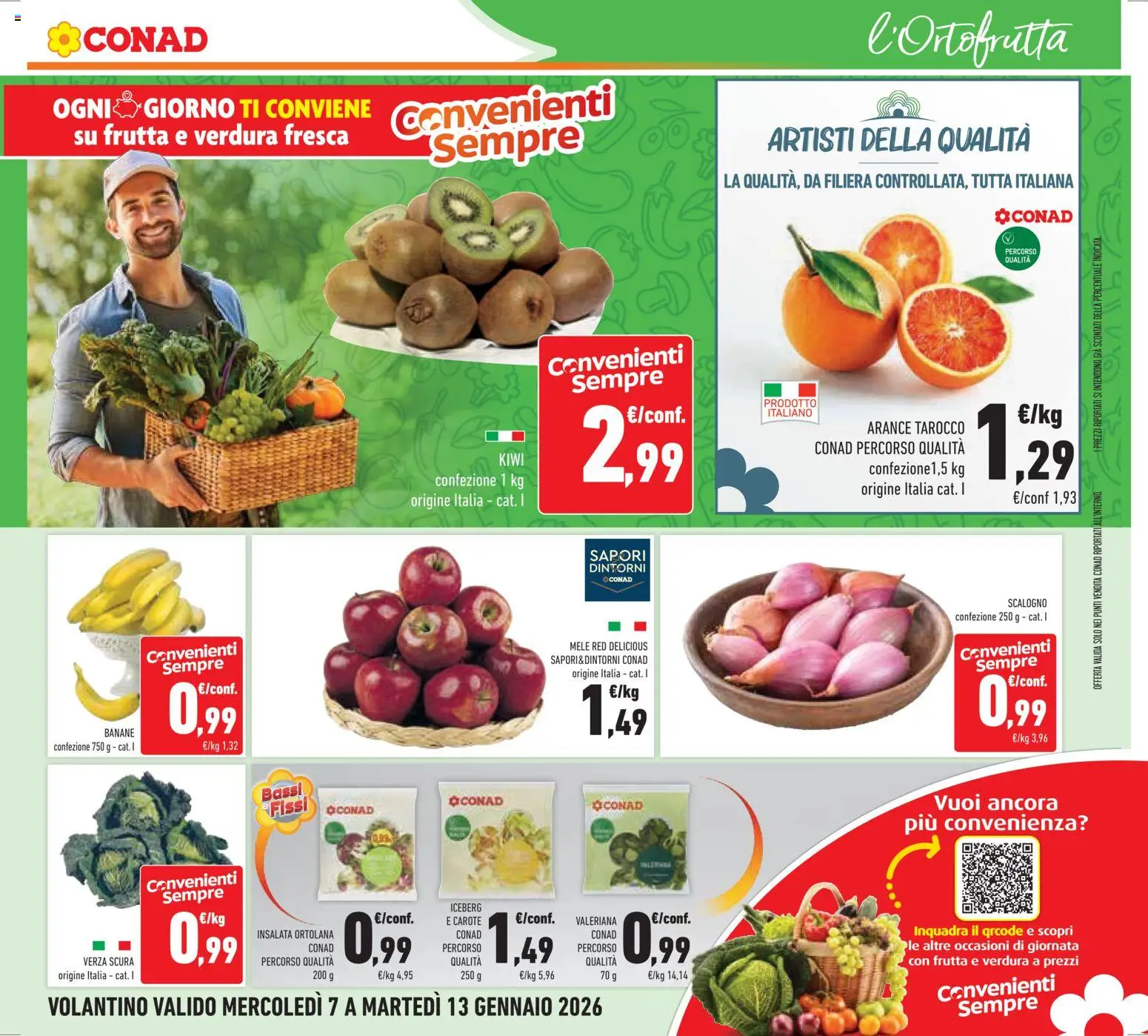 Volantino Conad del 07.01.2026 | Pagina: 5 | Prodotti: Valeriana, Mele, Insalata, Carote
