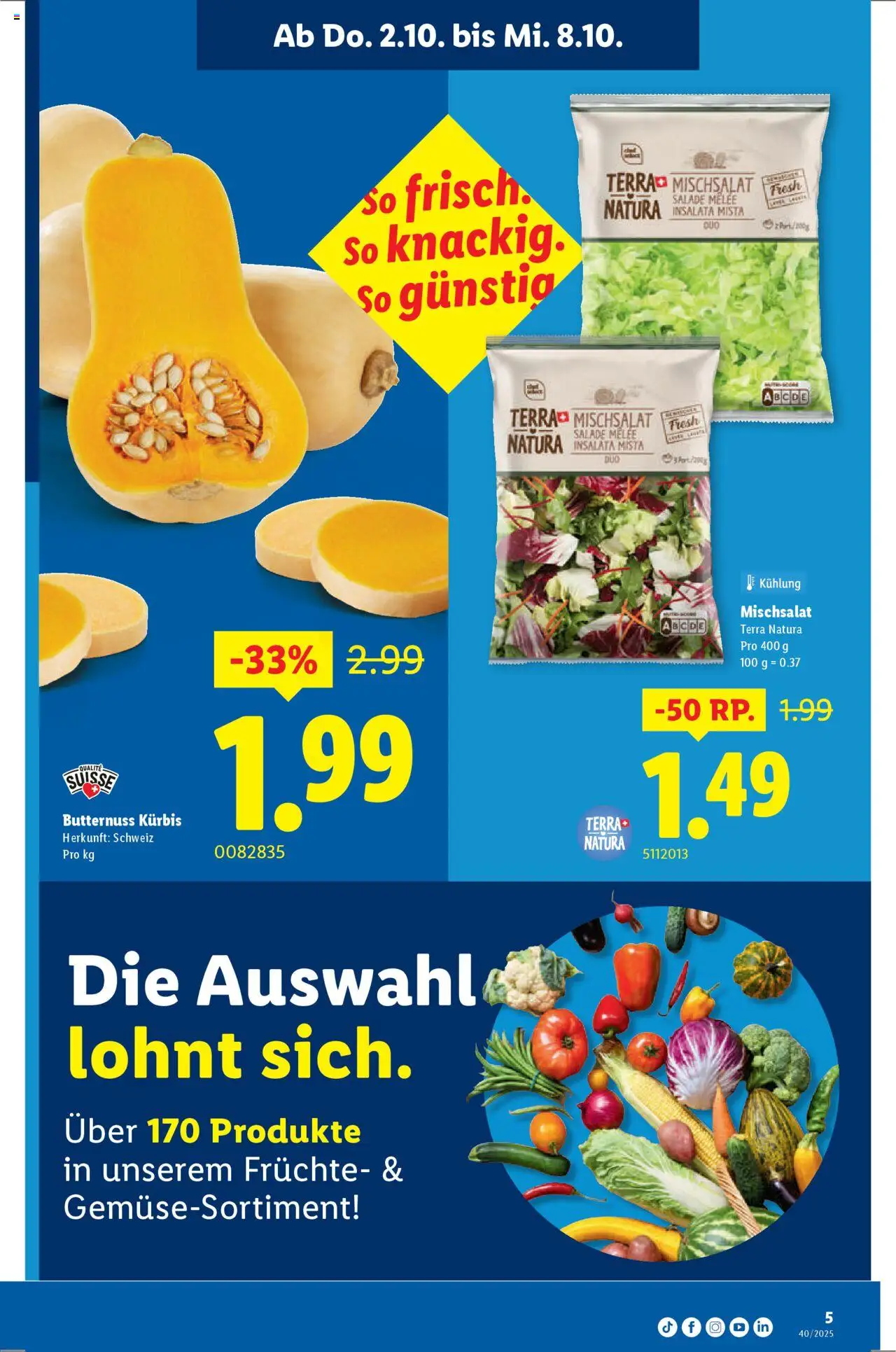 Lidl Aktionen – gültig ab 02.10.2025 | Seite: 5 | Produkte: Kürbis, Früchte
