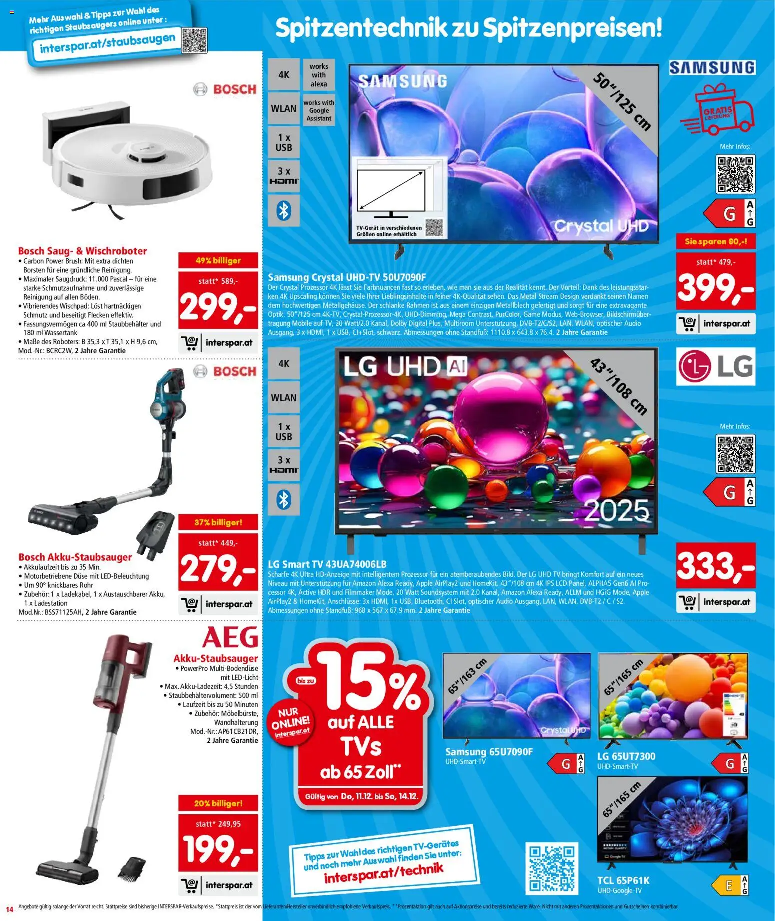 Interspar Flugblatt - Oberösterreich gültig ab 11.12.2025 | Seite: 15 | Produkte: TV, Audio, Apple, Samsung