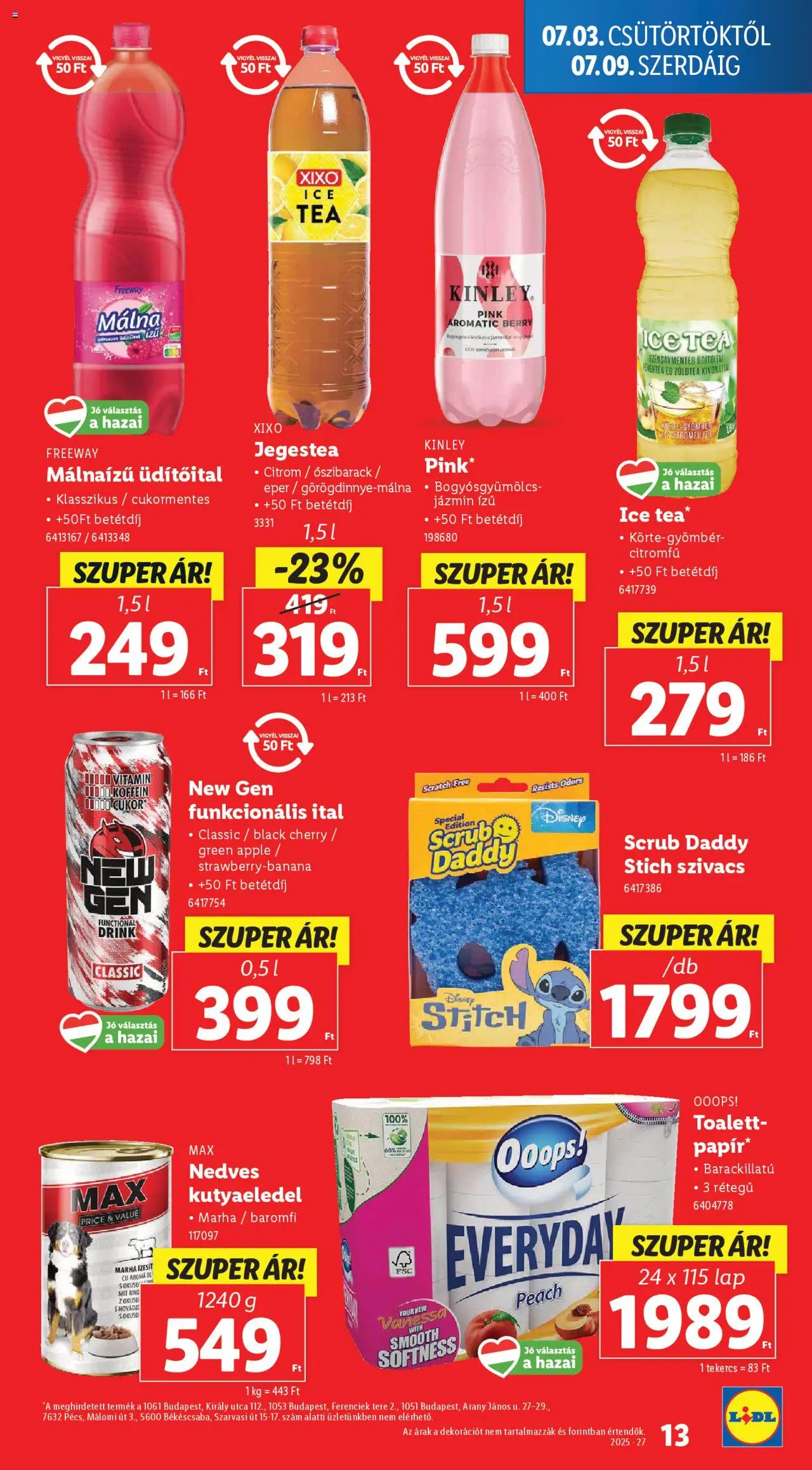 Lidl akciós ujság - amely érvényes a következő dátumtól: 03.07.2025 | Oldal: 13 | Termékek: Őszibarack, Málna, Kutyaeledel, Citrom