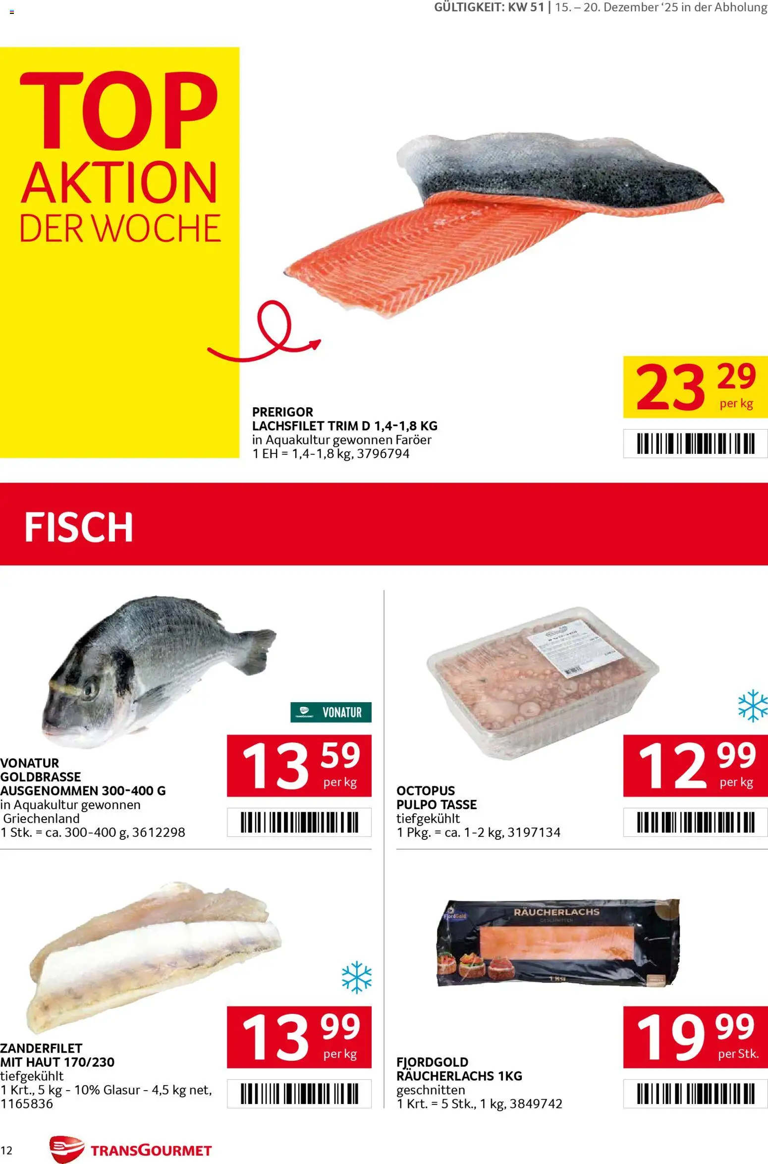 Transgourmet Flugblatt gültig ab 15.12.2025 | Seite: 12 | Produkte: Fisch