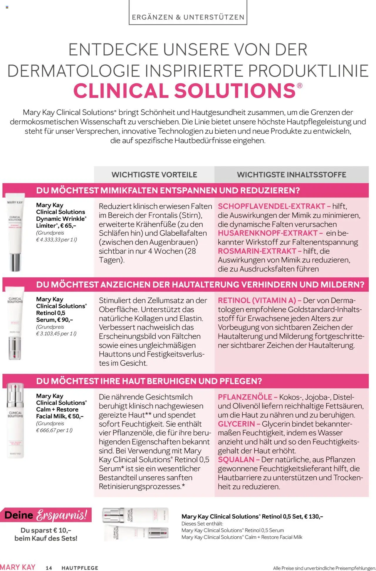 Mary Kay Katalog - gültig ab dem 16.07.2025 | Seite: 14 | Produkte: Olivenol, Wasser, Serum