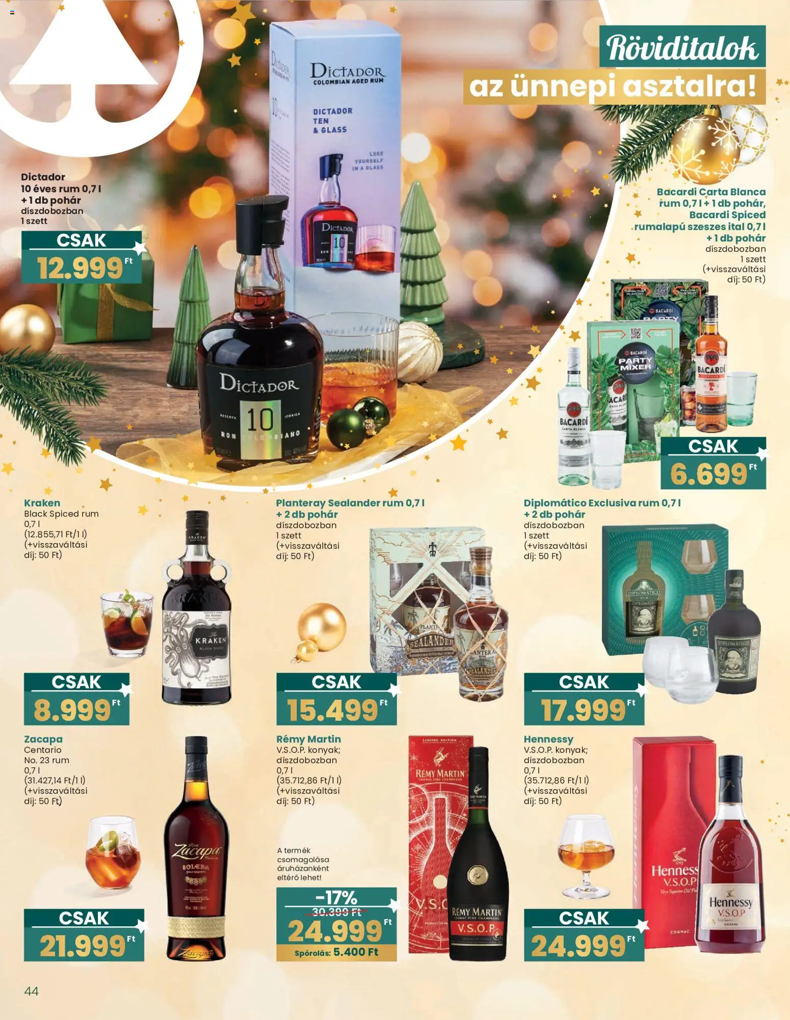 Interspar akciós ujság - amely érvényes a következő dátumtól: 20.12.2025 | Oldal: 44 | Termékek: Bacardi, Rum, Pohár