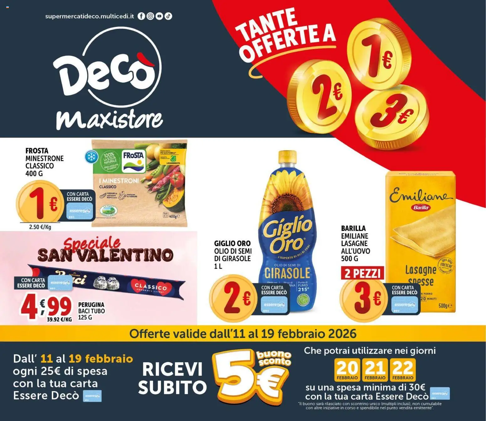Volantino Decò del 11.02.2026 | Pagina: 1 | Prodotti: Minestrone, Verdure, Olio, Tubo