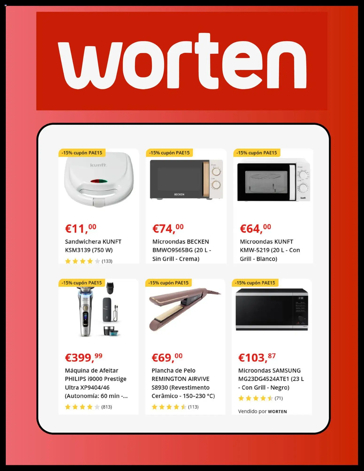 Worten folleto │ válido desde el 01.04.2026 | Página: 6 | Productos: Plancha, Maquina de afeitar, Plancha de pelo, Sandwichera