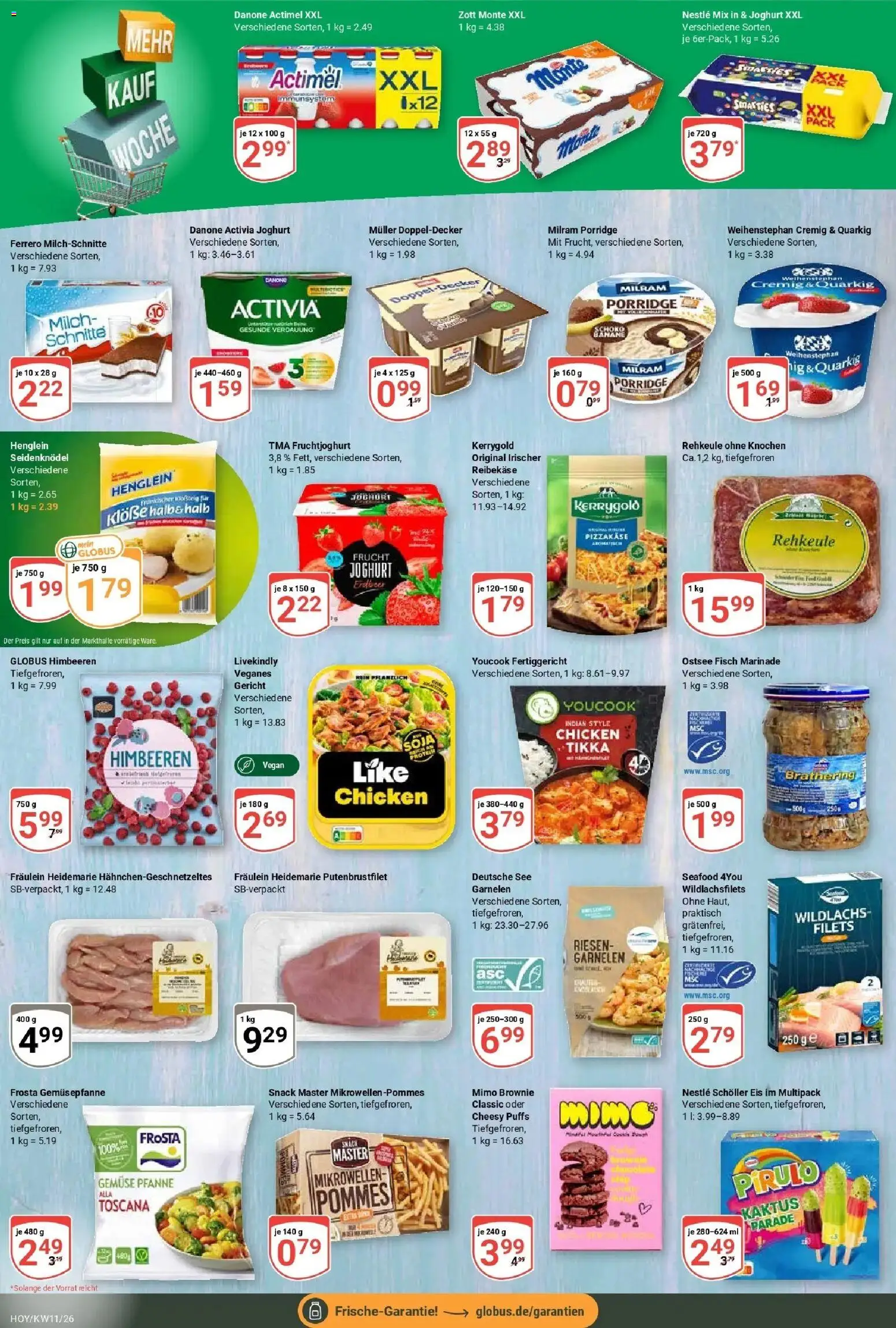 Globus prospekt Hoyerswerda	 – gültig ab 09.03.2026 | Seite: 8 | Produkte: Smarties, Garnelen, Fruchtjoghurt, Gemüse