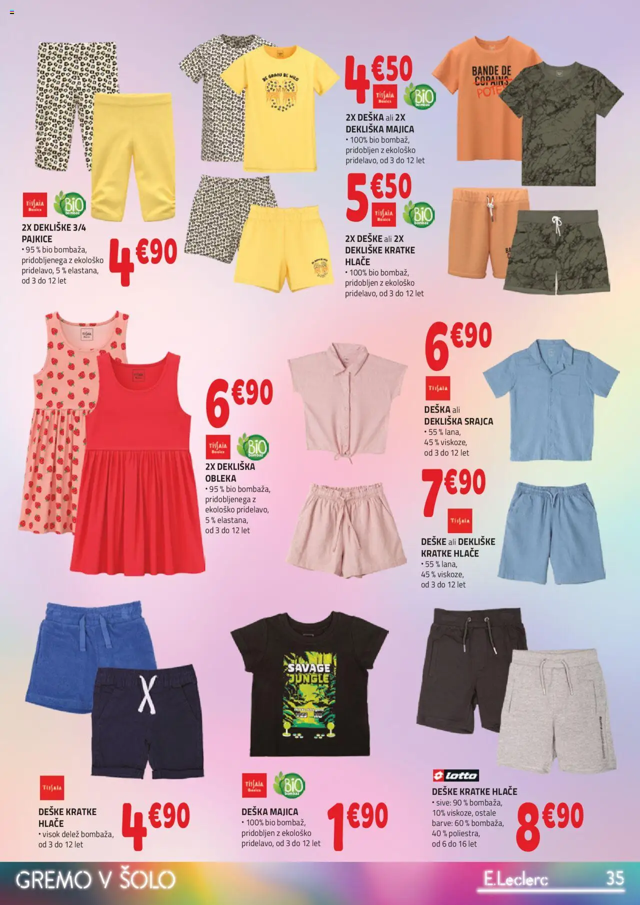 E.leclerc - Katalog Gremo v šolo │ velja od 06.08.2025 | Stran: 5 | Izdelki: Srajca, Pajkice, Hlace, Kratke hlace
